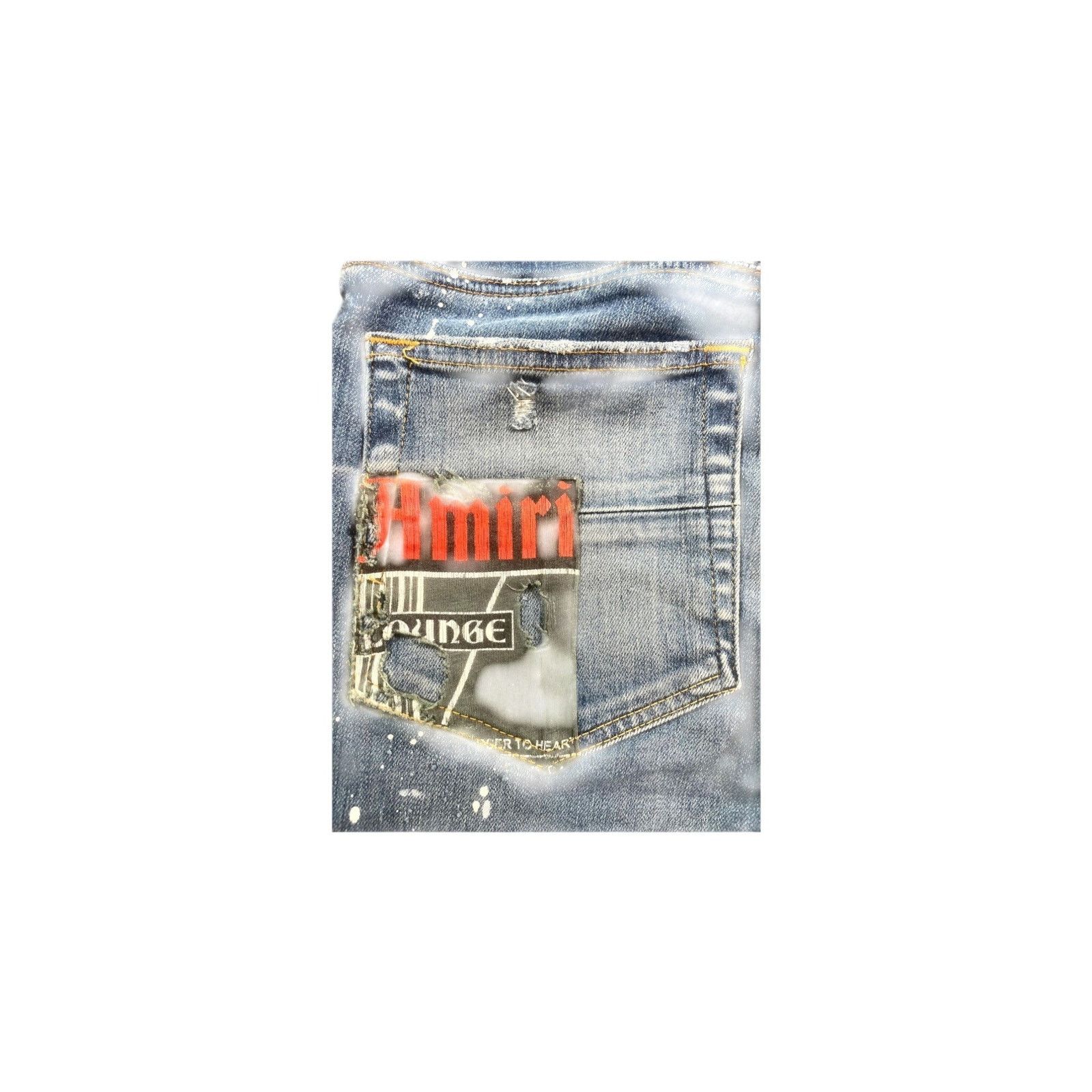 Amiri Amiri "Crystal Lounge Patchwork" Dark Wash Jeans Size US 29 - 3 Thumbnail