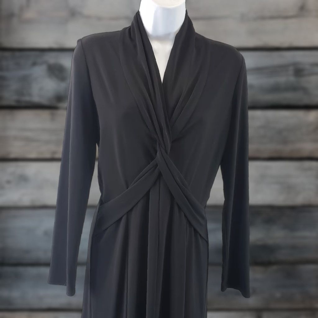 Joseph Ribkoff VINTAGE Joseph Ribkoff Womens Dress Sz 8 Solid Black Twisted Front Long Sleeve Size M / US 6-8 / IT 42-44 - 1 Thumbnail