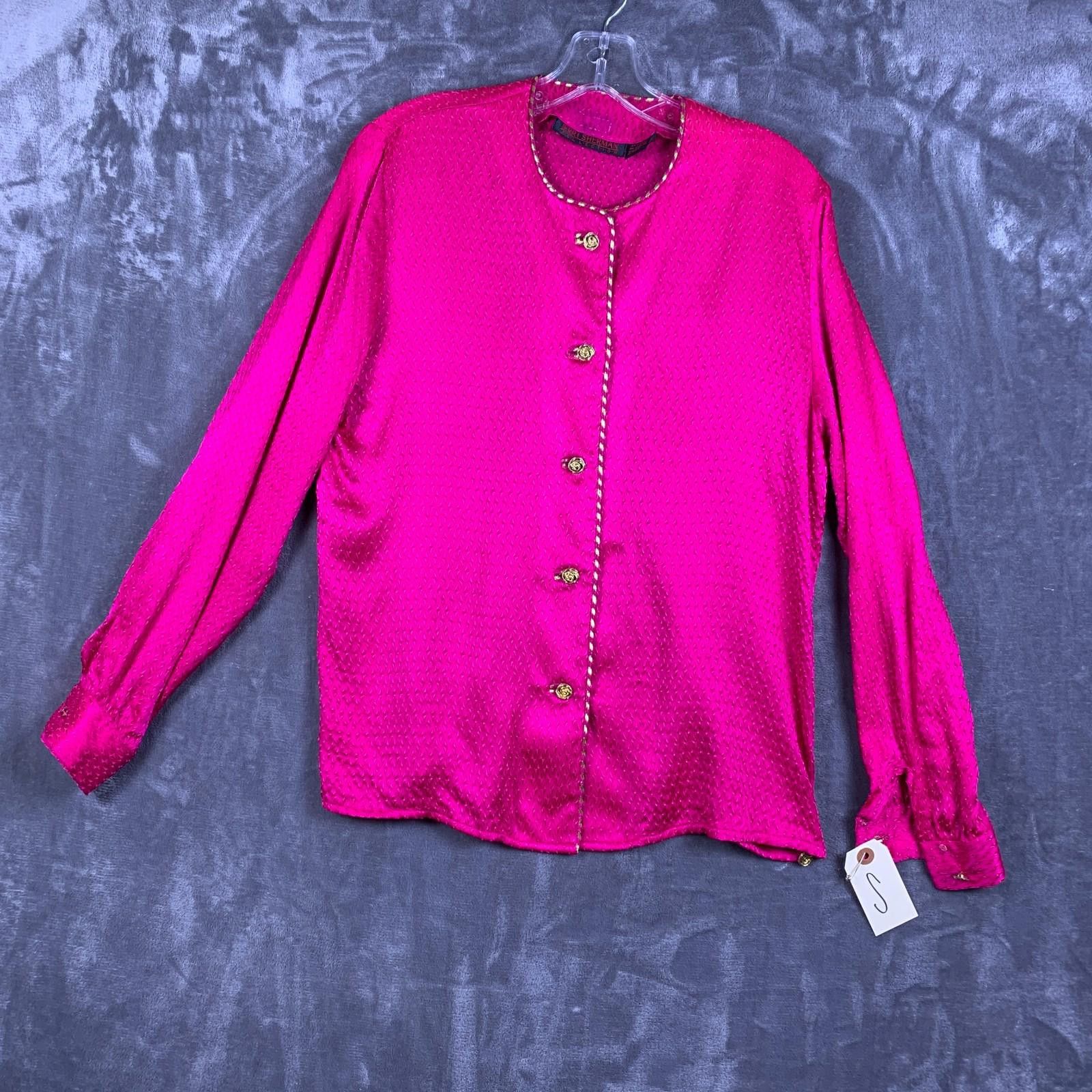 VINTAGE Womens Jerri Sherman 100% Silk Blouse Size 4 (313)