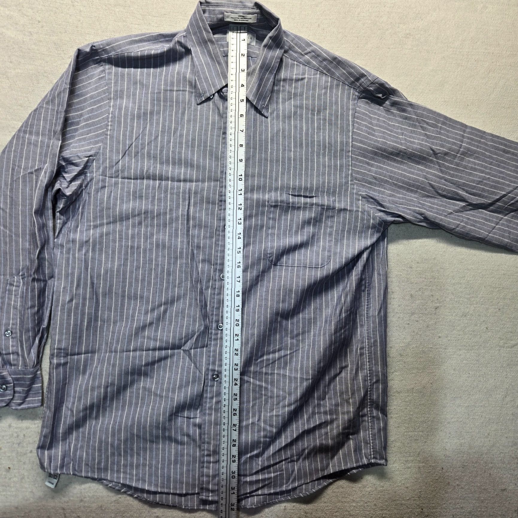 Van Heusen Vintage Van Heusen Blue Striped Dress Shirt Men’s 16.5 Long Sleeve Regular Fit Business Formal Size 42R - 6 Thumbnail