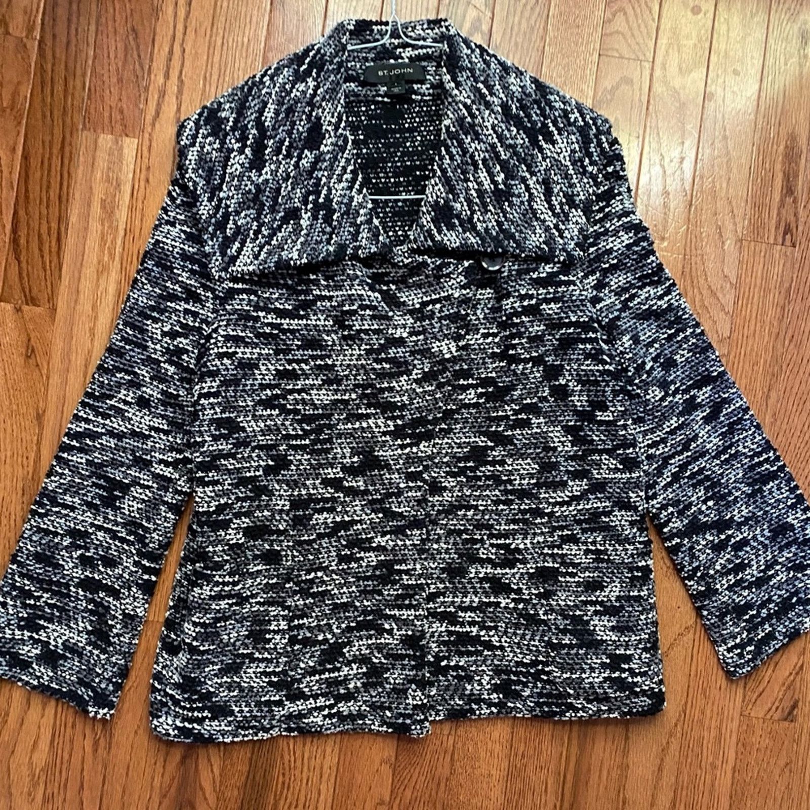 St. John St John Collection Black & Gray Boucle Sweater Jacket 4 Size S / US 4 / IT 40 - 7 Thumbnail