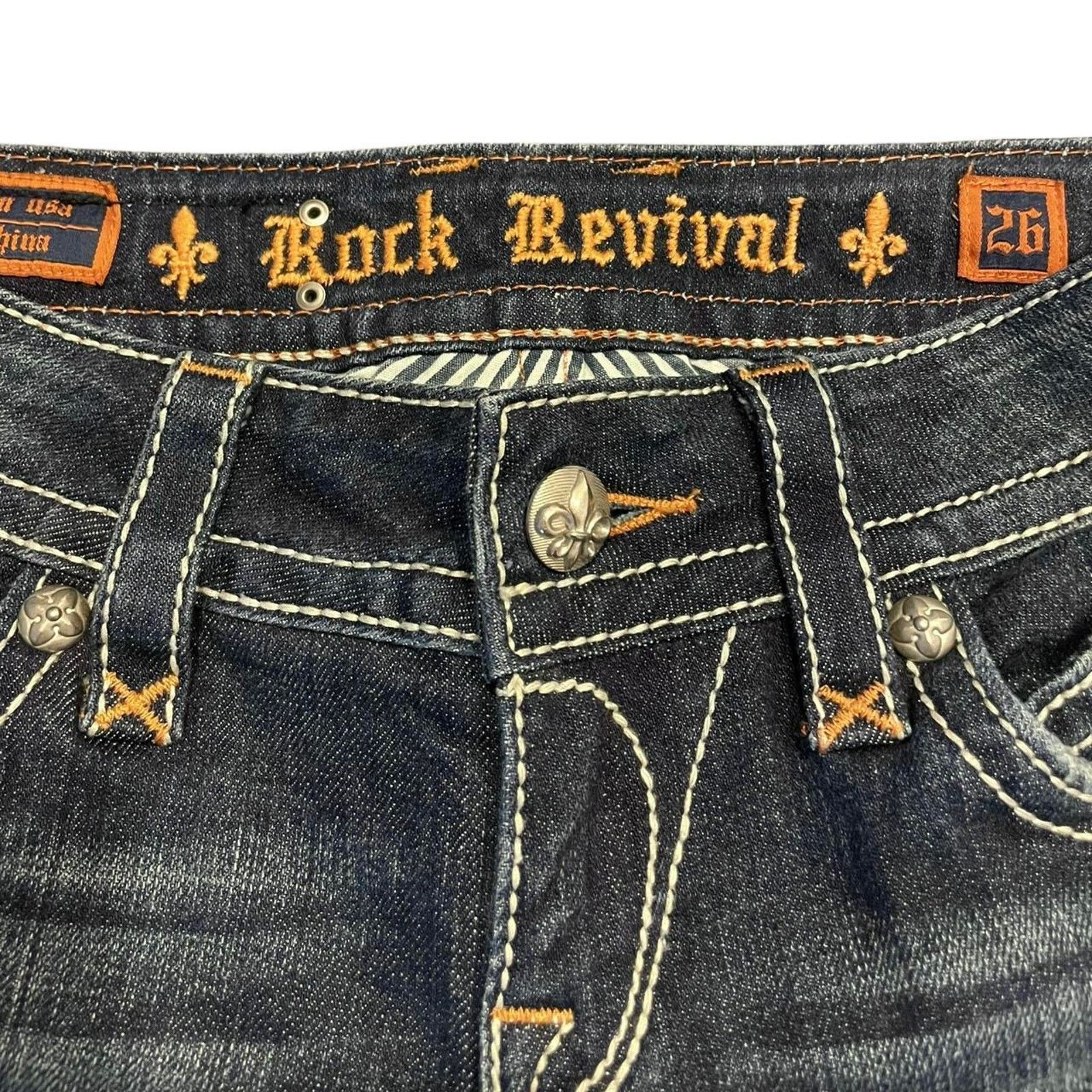 Rock Revival VTG Y2K Rock Revival bootcut jeans FLEUR DE LIS pockets 26 Size 26" / US 2 / IT 38 - 8 Thumbnail