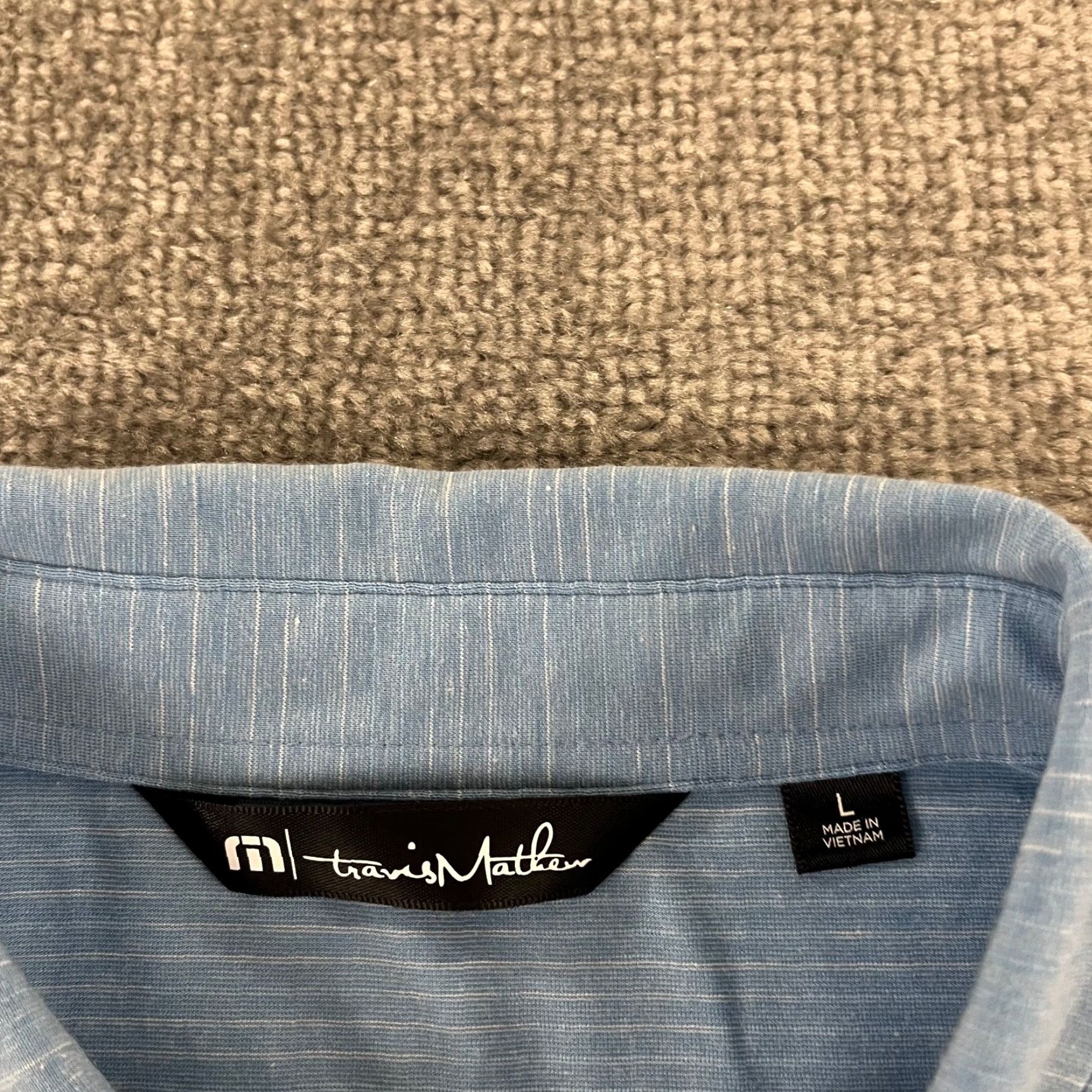 TravisMathew Travis Mathew Polo Shirt Mens Large Blue Striped Golf Performance Casual Sport Size US L / EU 52-54 / 3 - 3 Thumbnail