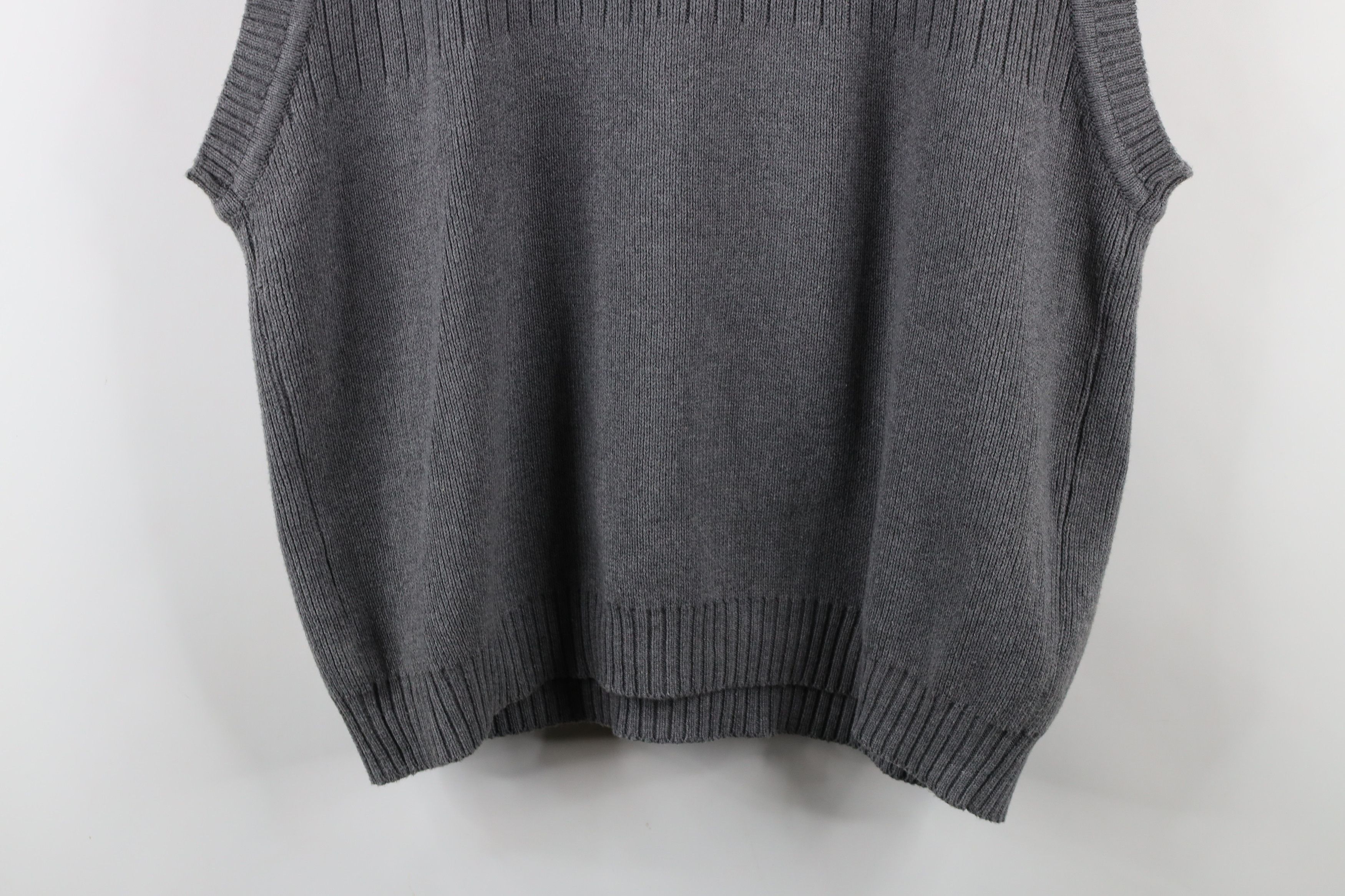 Vintage Vintage 90s Streetwear Cotton Ribbed Knit Sweater Vest Gray Size US XL / EU 56 / 4 - 7 Thumbnail