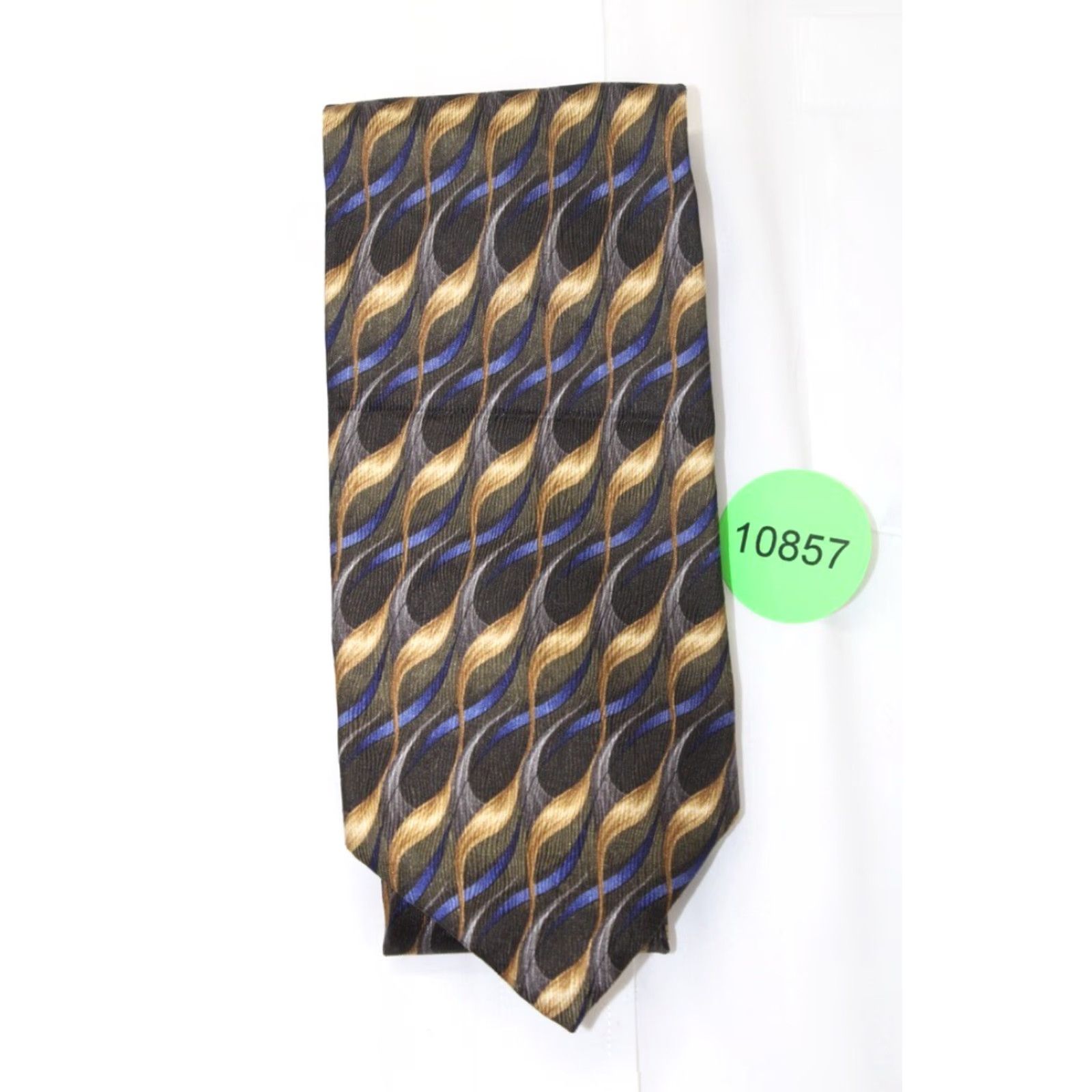 Vintage JZ Richards Silk Necktie Men’s Black Gold Blue Flames tie Extra Long Preppy USA Size ONE SIZE - 7 Thumbnail