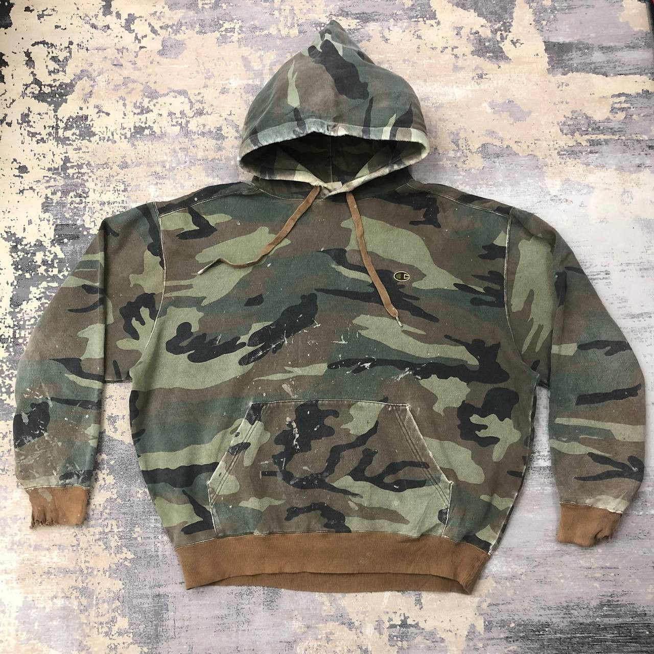 Champion × Vintage Y477 VTG RIPPED PAINTER CAMOUFLAGE CHAMPION HOODIE Size US XL / EU 56 / 4 - 1 Thumbnail