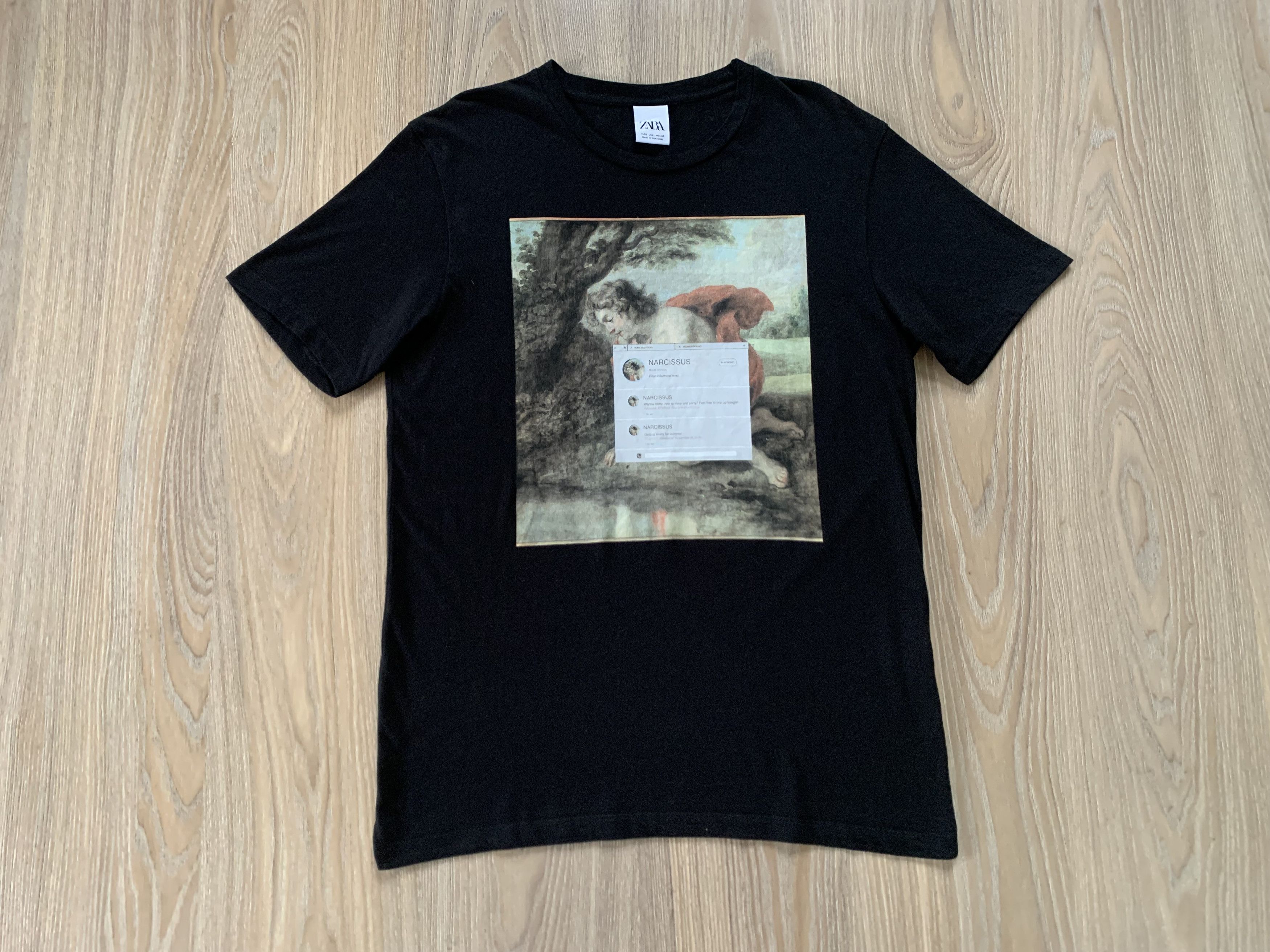 Zara Zara Black Printed T Shirt Size US L / EU 52-54 / 3 - 2 Thumbnail