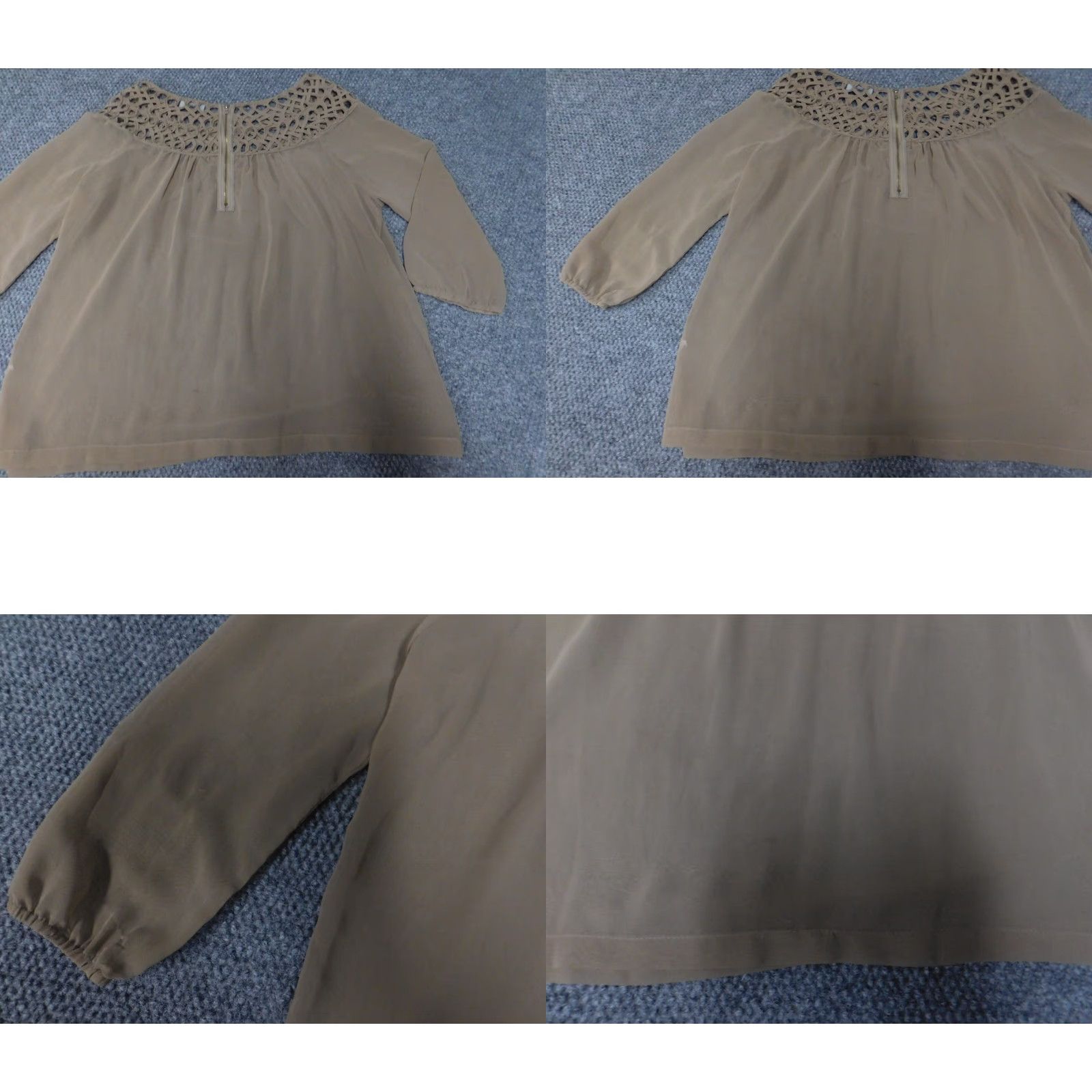 Vintage UMGEE Blouse Women L Brown Pullover High Neck Long Sleeve Cap Sleeve Solid Ruffle Casual Classic Polyester Woven Stretch Regular Vintage No Size L / US 10 / IT 46 - 8 Thumbnail