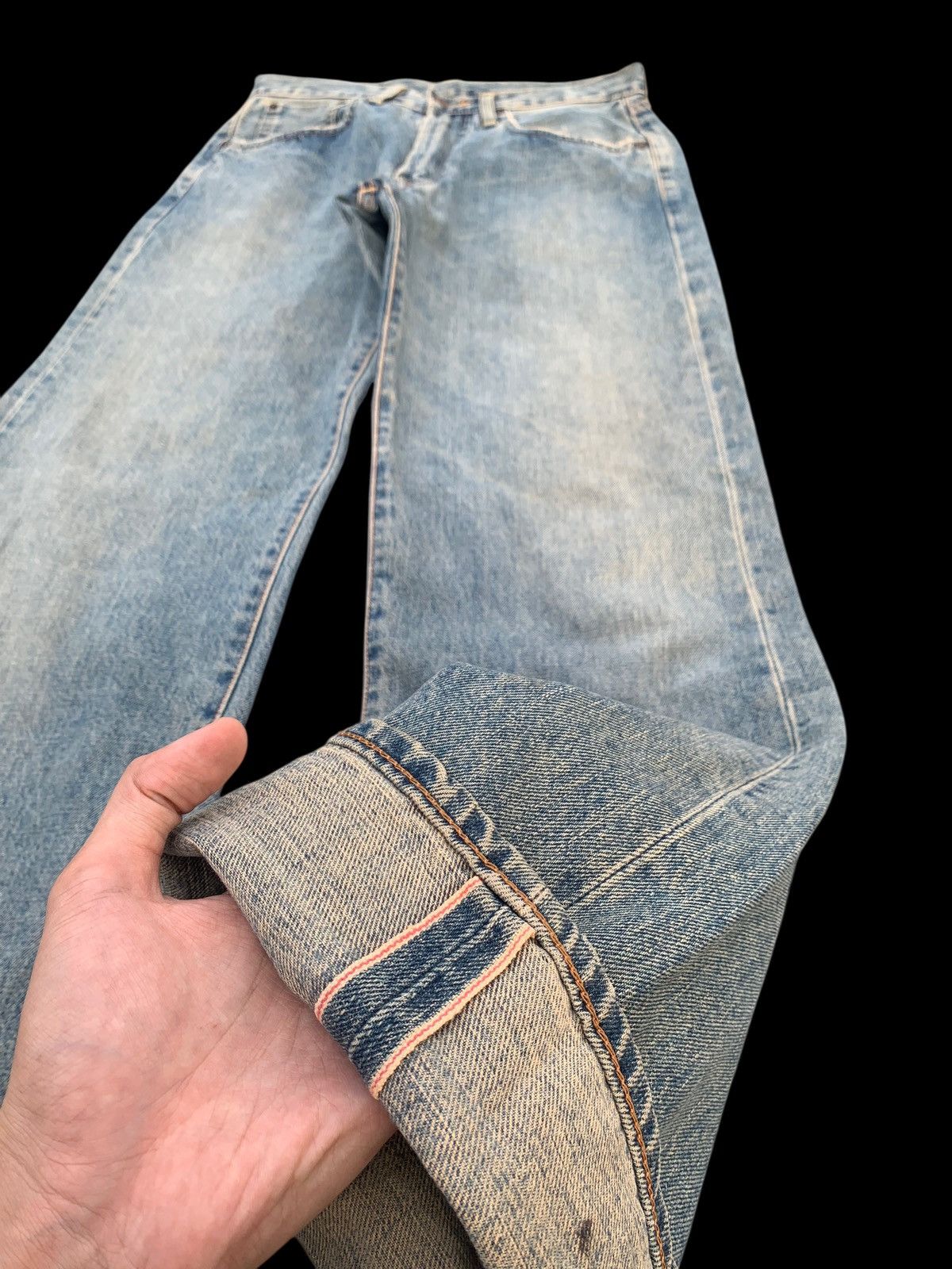 Kapital VINTAGE EDWIN 505 SELVEDGE BAGGY DISTRESSED JAPANESE DENIM Size US 29 - 5 Thumbnail