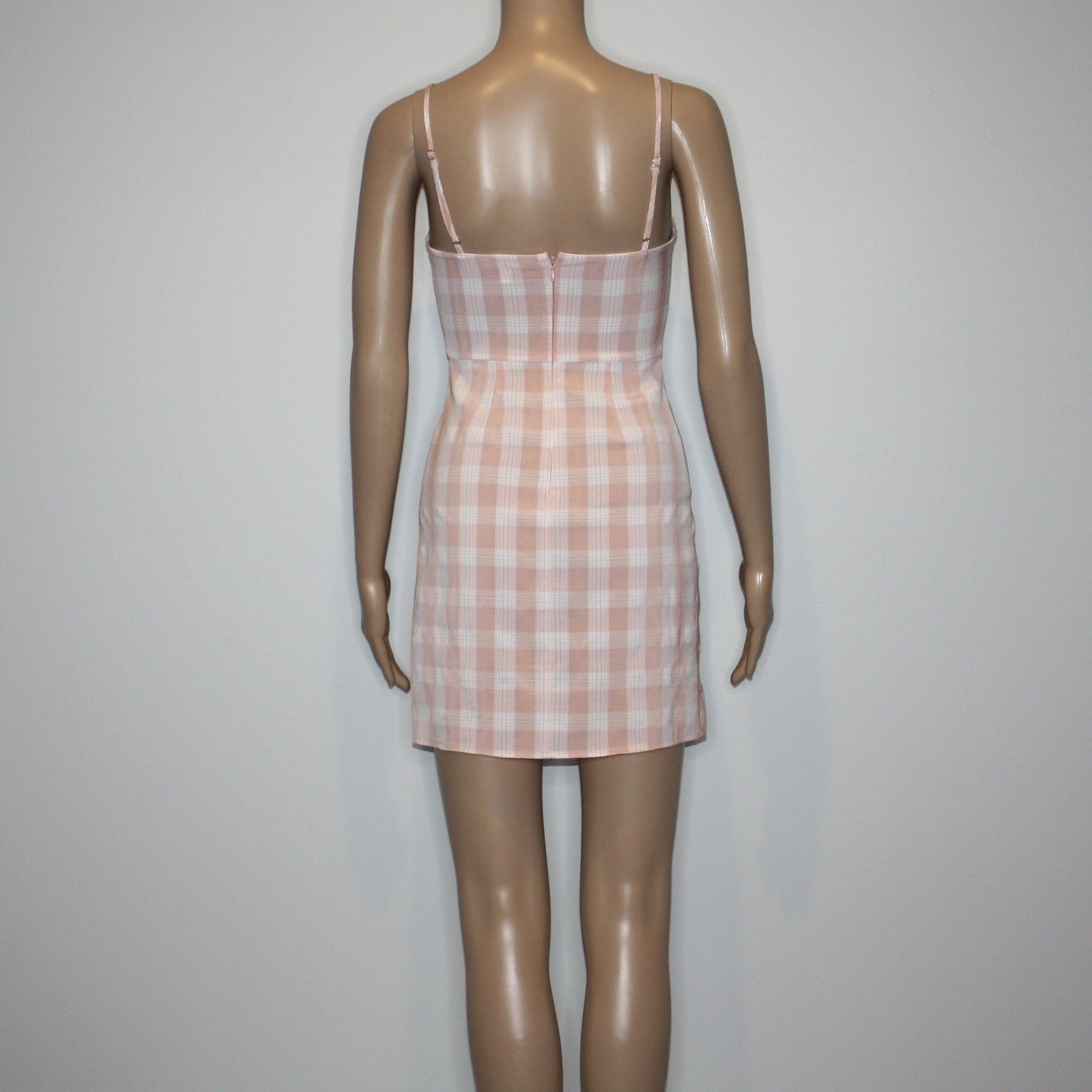BP. Plaid Square Neck Sundress Dress in Coral & White Gingham Size XS / US 0-2 / IT 36-38 - 9 Thumbnail