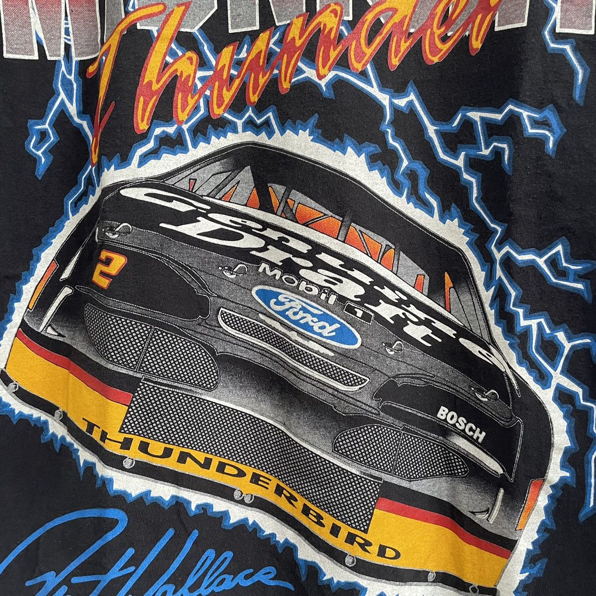NASCAR × Vintage Vintage 90s Nascar feel the thunder all over print tshirt Size US L / EU 52-54 / 3 - 2 Thumbnail