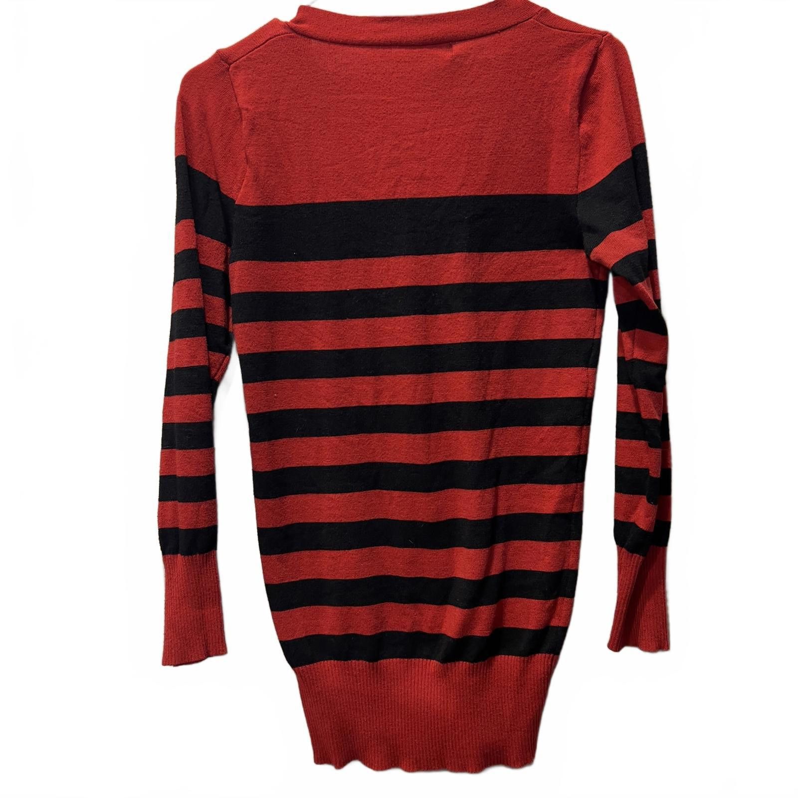 Other Mia Mia Red and Black Striped Women's Cardigan Sweater Size M / US 6-8 / IT 42-44 - 4 Thumbnail
