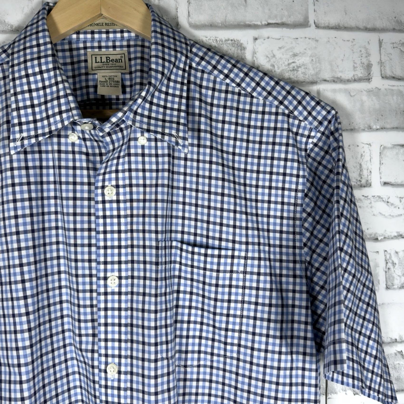 Vintage L.L. Bean Wrinkle Resistant Blue Cotton Short Sleeve Button Down Shirt Mens L Size US L / EU 52-54 / 3 - 2 Thumbnail