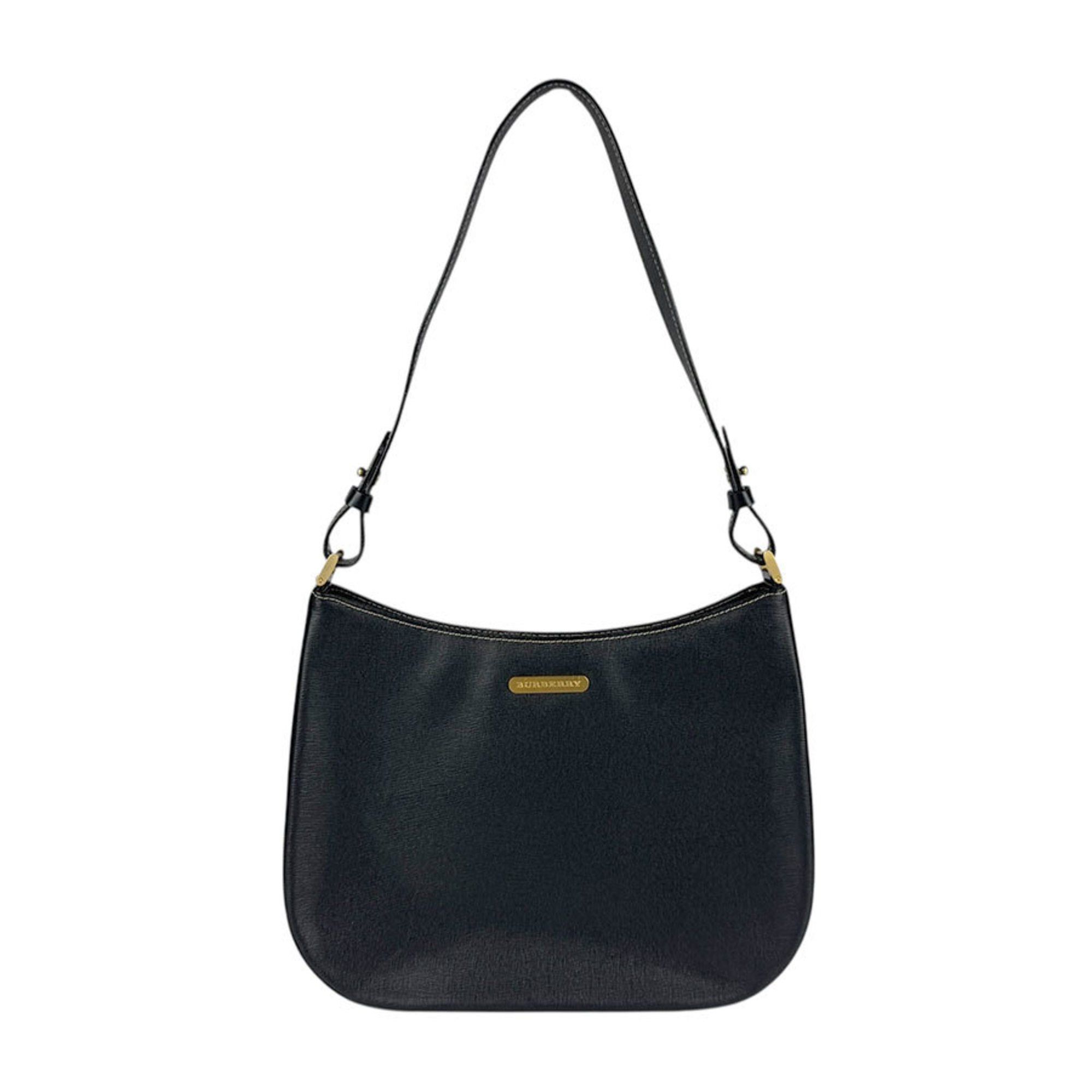 Burberry Shoulder Bag Leather Black Women's Z5177
