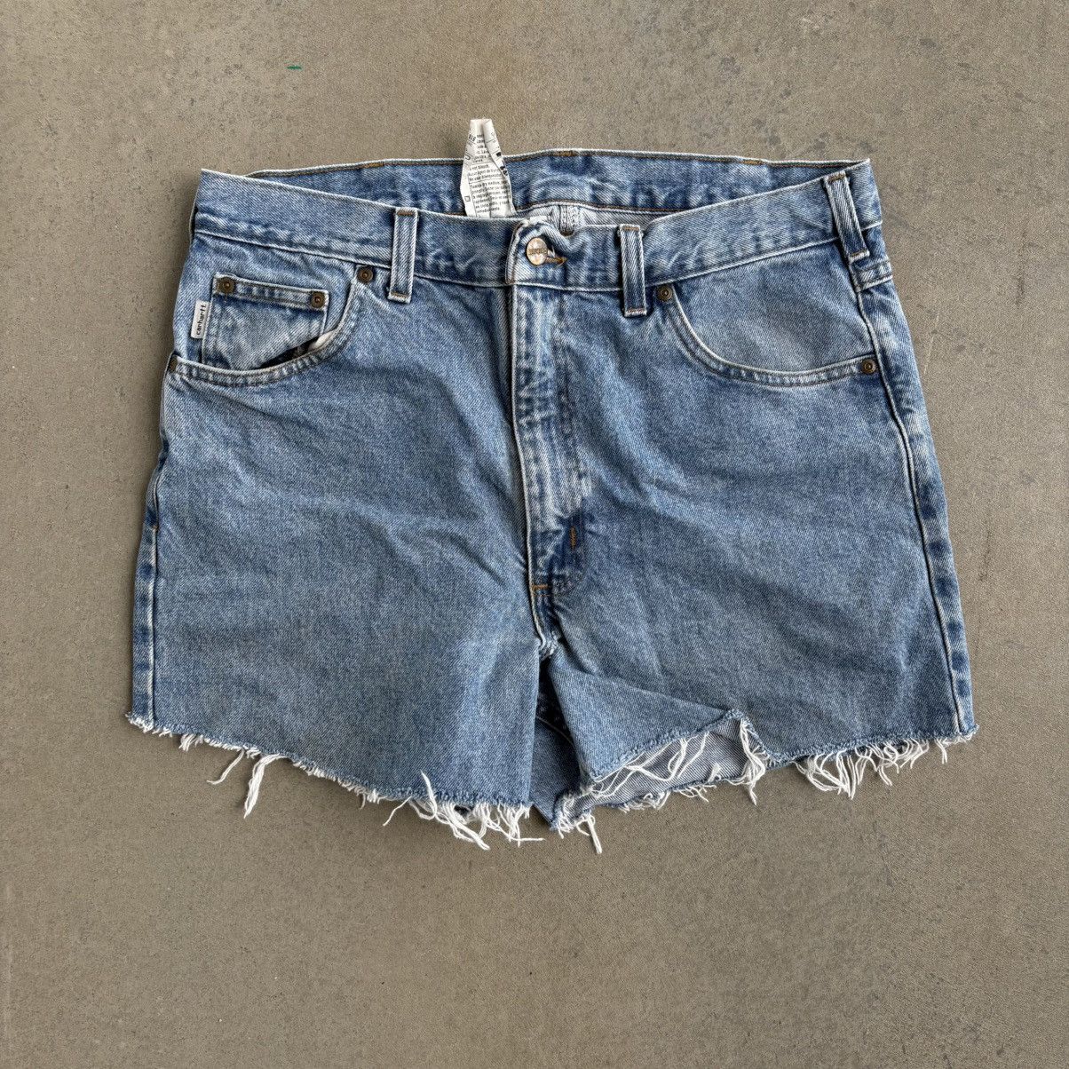 Vintage Crazy Vintage Carhartt Thrashed Jean Shorts Jorts 36" Blue Size US 36 / EU 52 - 2 Thumbnail