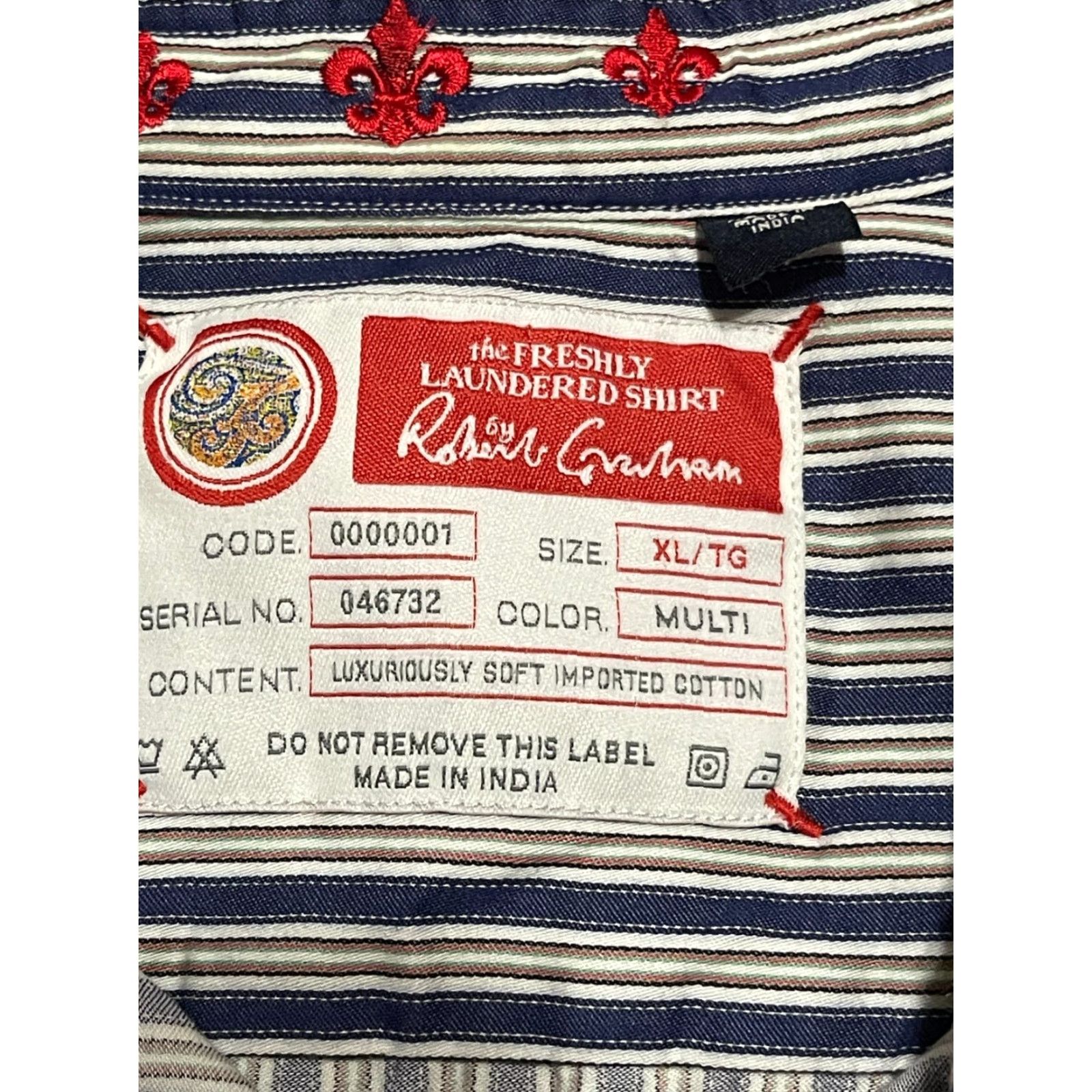Vintage Robin Graham Shirt Mens XL Blue White Brown Long Sleeve Button Up Size US XL / EU 56 / 4 - 7 Thumbnail