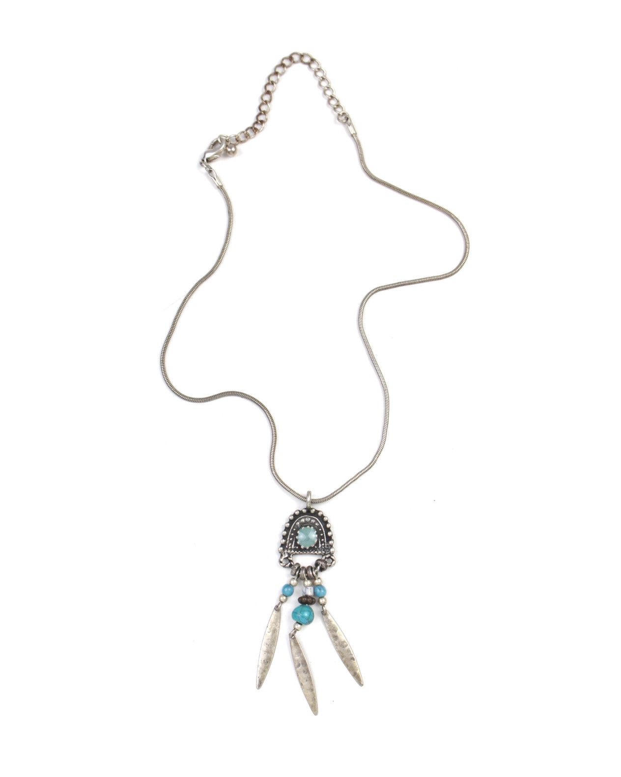 Vintage 2000S JAPANESE MADE TRIBAL TURQUOISE DANGLE PENDANT NECKLACE Size ONE SIZE - 1 Thumbnail
