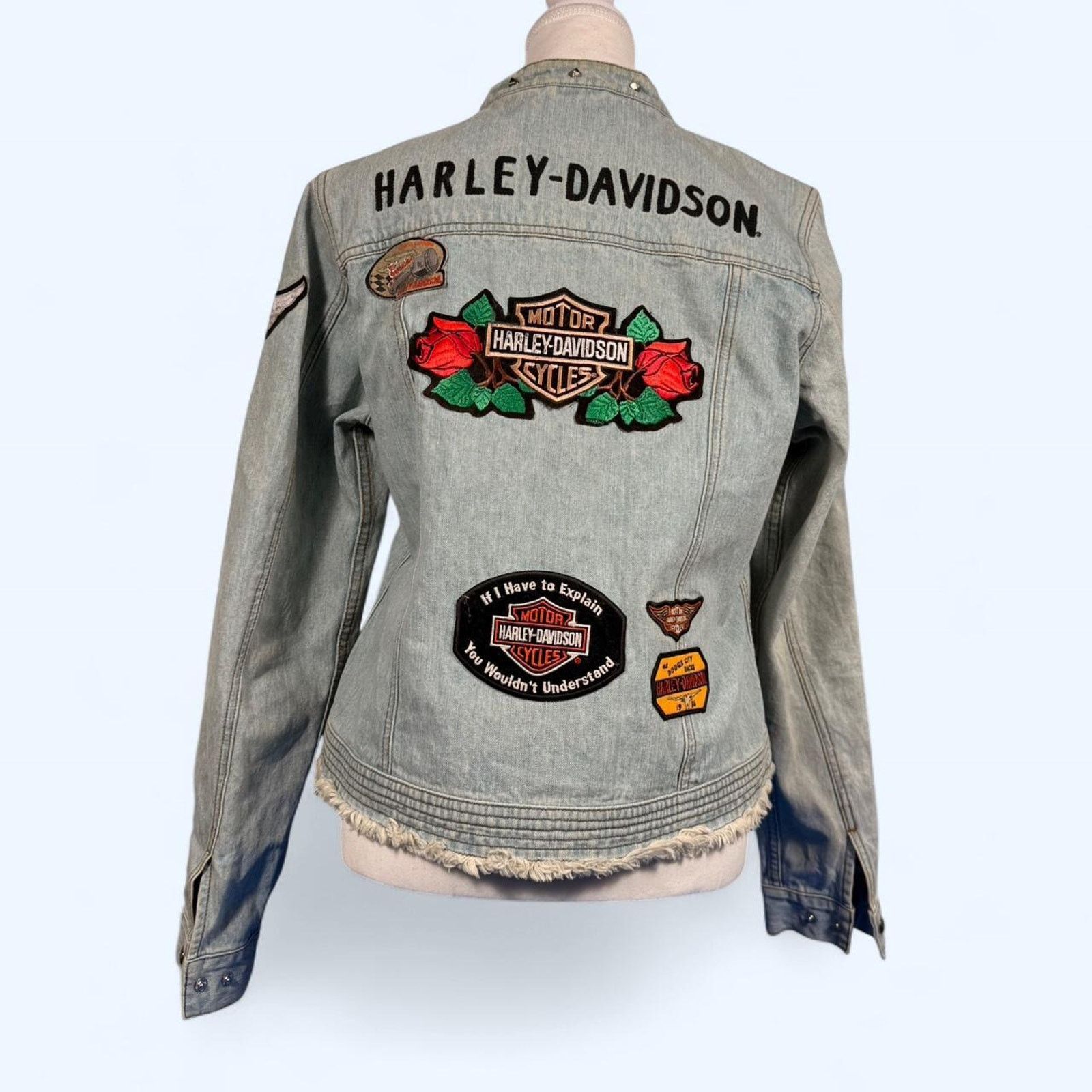 Harley Davidson Harley davidson denim patched jacket Size L / US 10 / IT 46 - 1 Thumbnail