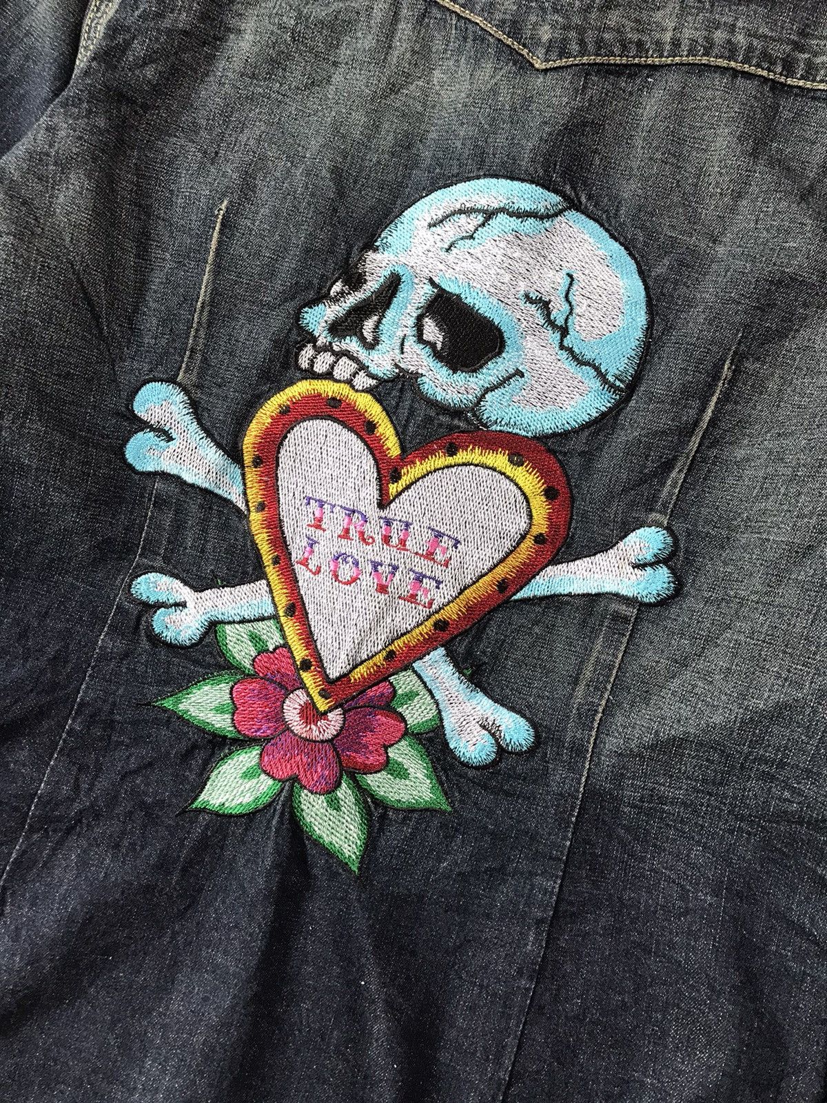 Christian Audigier × Ed Hardy × Vintage Vintage Edhardy true love embroidered denim shirt Size M / US 6-8 / IT 42-44 - 9 Thumbnail