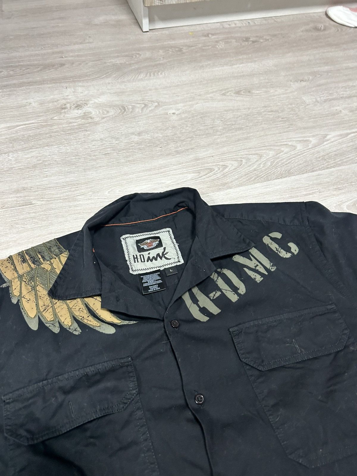 Harley Davidson Vintage Harley-Davidson Men’s Black Button-Down Shirt Eagle Size US L / EU 52-54 / 3 - 2 Thumbnail