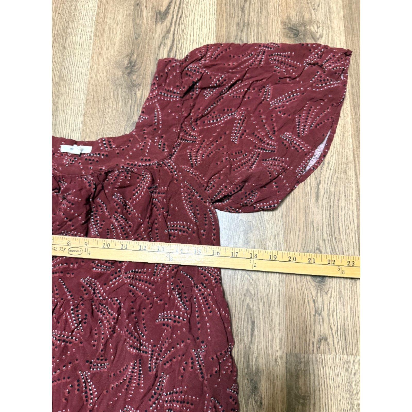 Vintage Maurices Dress Women's Large Brown Black White Short Sleeve Ruffles A-Line Sundress Casual Size 36" / US 14 / IT 50 - 6 Thumbnail