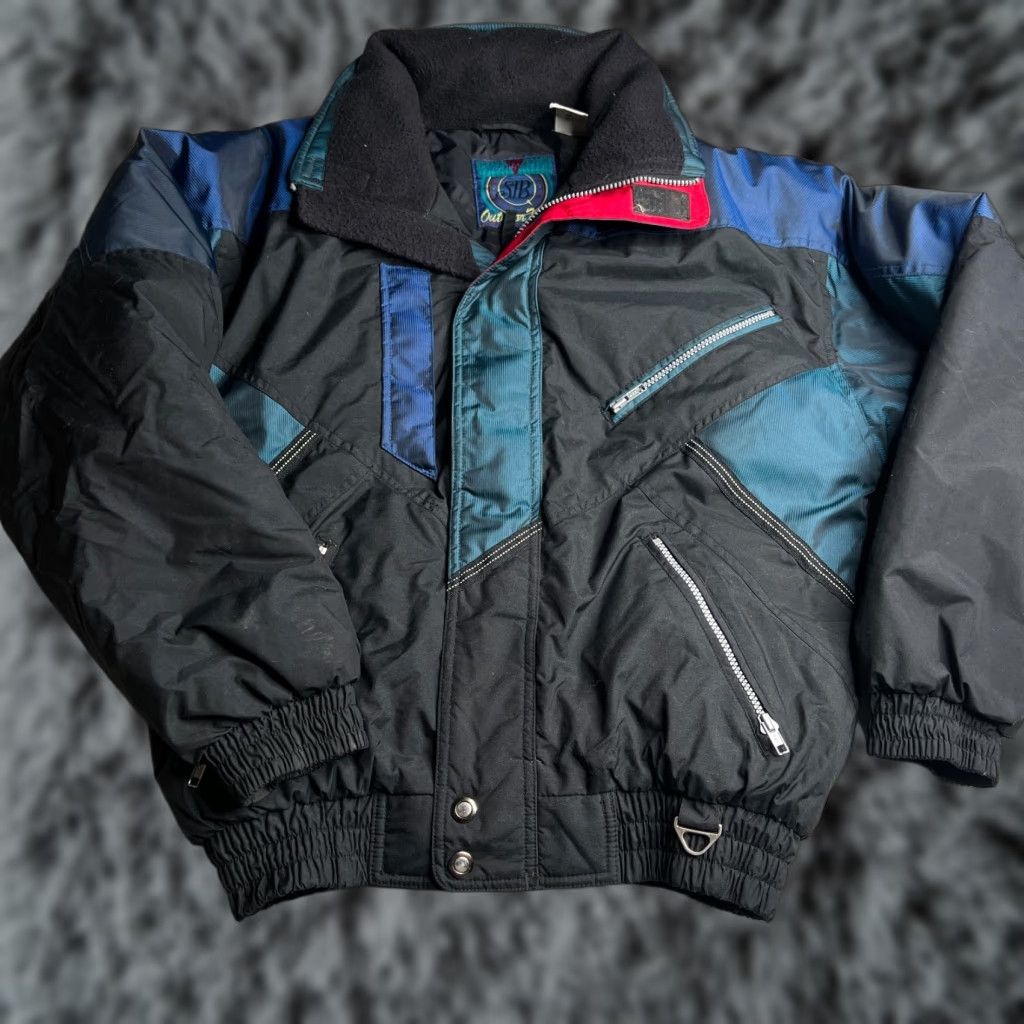 Vintage VINTAGE St. Johns Bay Outdoorsman Ski Jacket Black Blue Nylon Insulated Mens Size US L / EU 52-54 / 3 - 1 Thumbnail