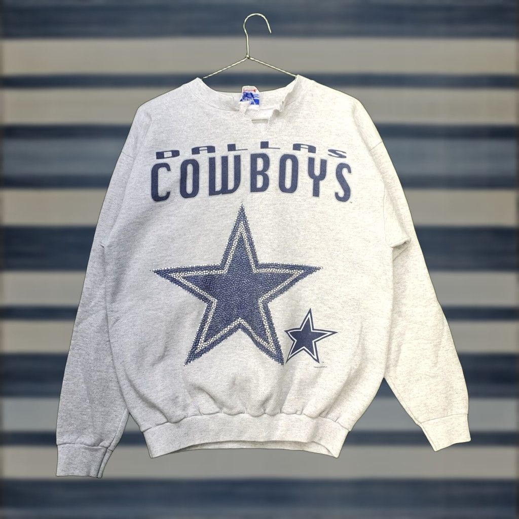 Logo Athletic VINTAGE All Out Fan! Dallas Cowboys Sweatshirt Men's Large Gray Athletic Crewneck Fleece Long Sleeve Sportswear 00s Size US L / EU 52-54 / 3 - 1 Thumbnail