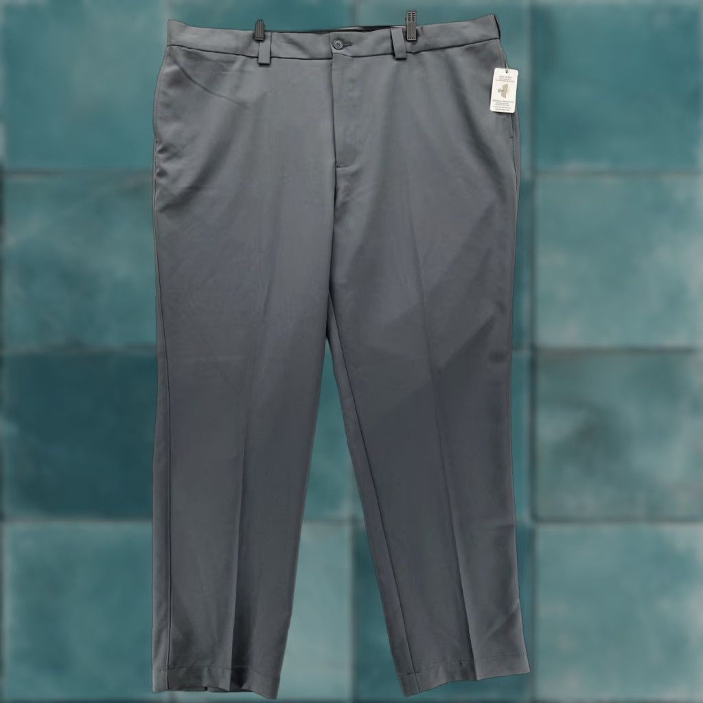 Vintage Oak Hill Pants Mens 48x32 Gray Flat Front Wrinkle Resistant Stay Cool Microfiber Size US 32 / EU 48 - 1 Thumbnail