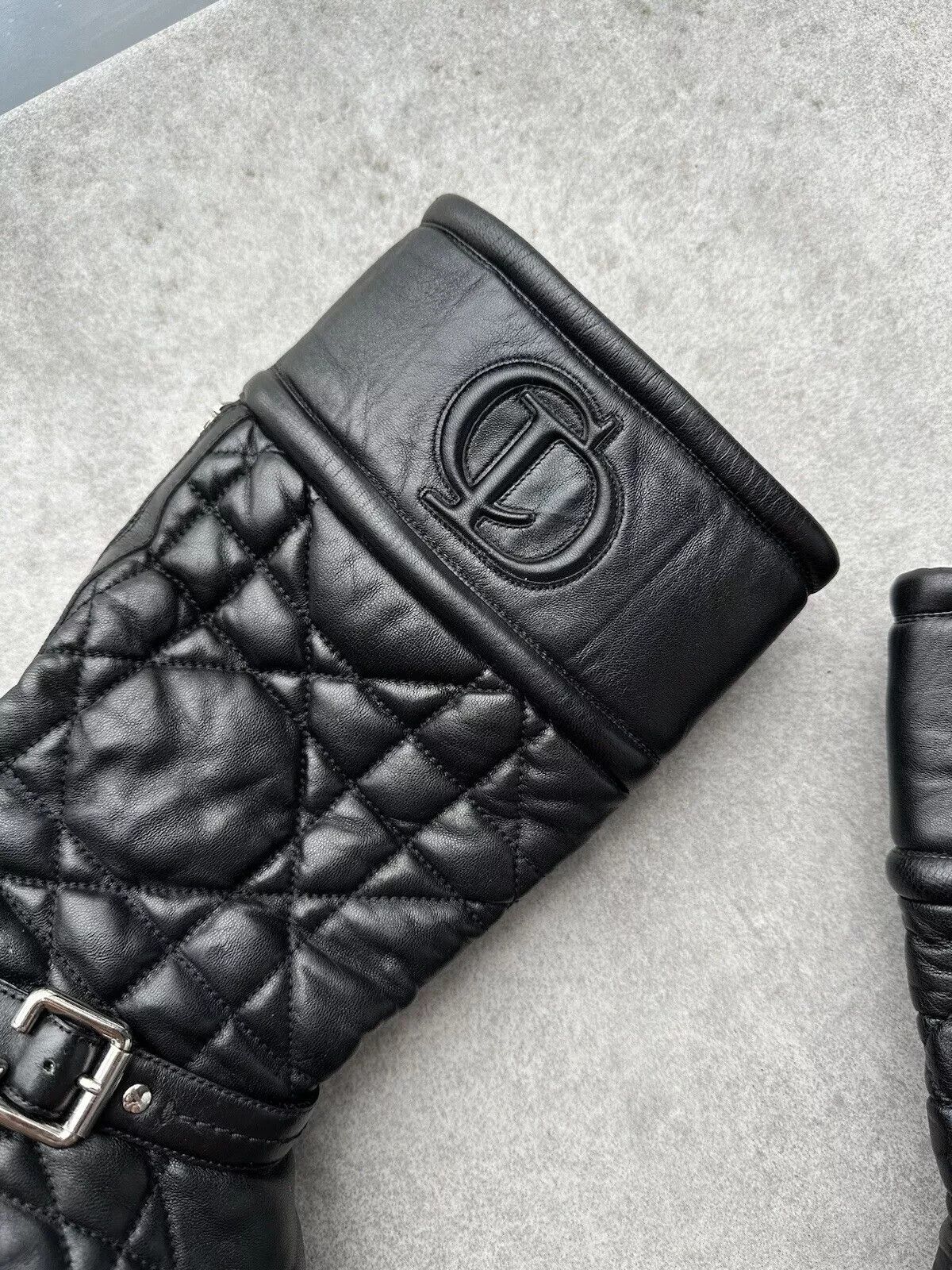Dior CD Christian DIOR vintage women soft leather QUILTED BOOTS Size US 7.5 / IT 37.5 - 21 Thumbnail
