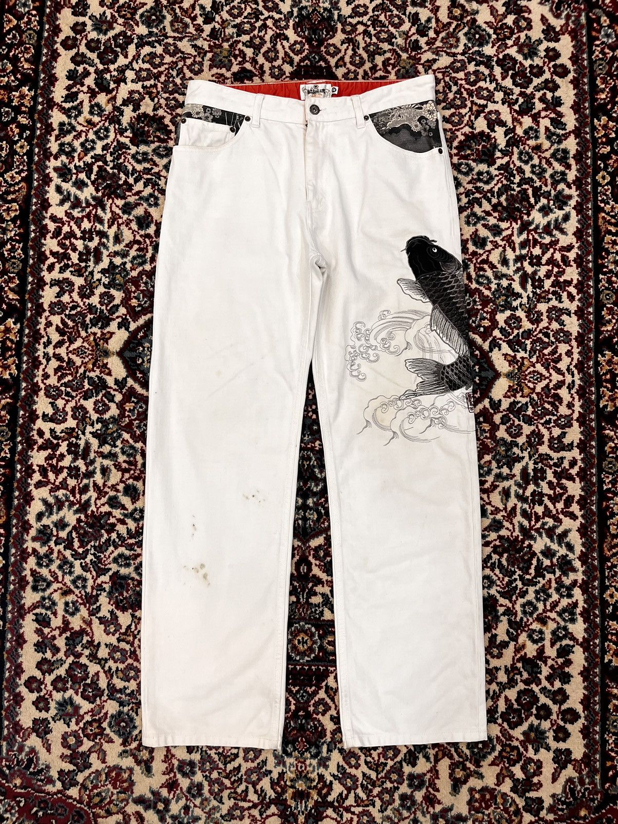 Japanese Brand Crazy vintage Karakuri Tamashi embroidered denim Size US 32 / EU 48 - 5 Thumbnail