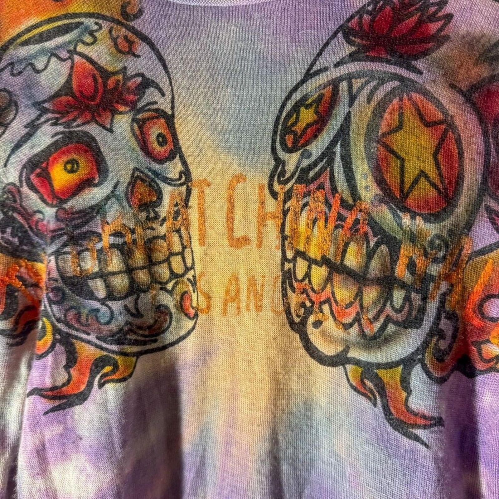 Rare The Great China Wall Sugar Skull Tattoo Graphic XS/S