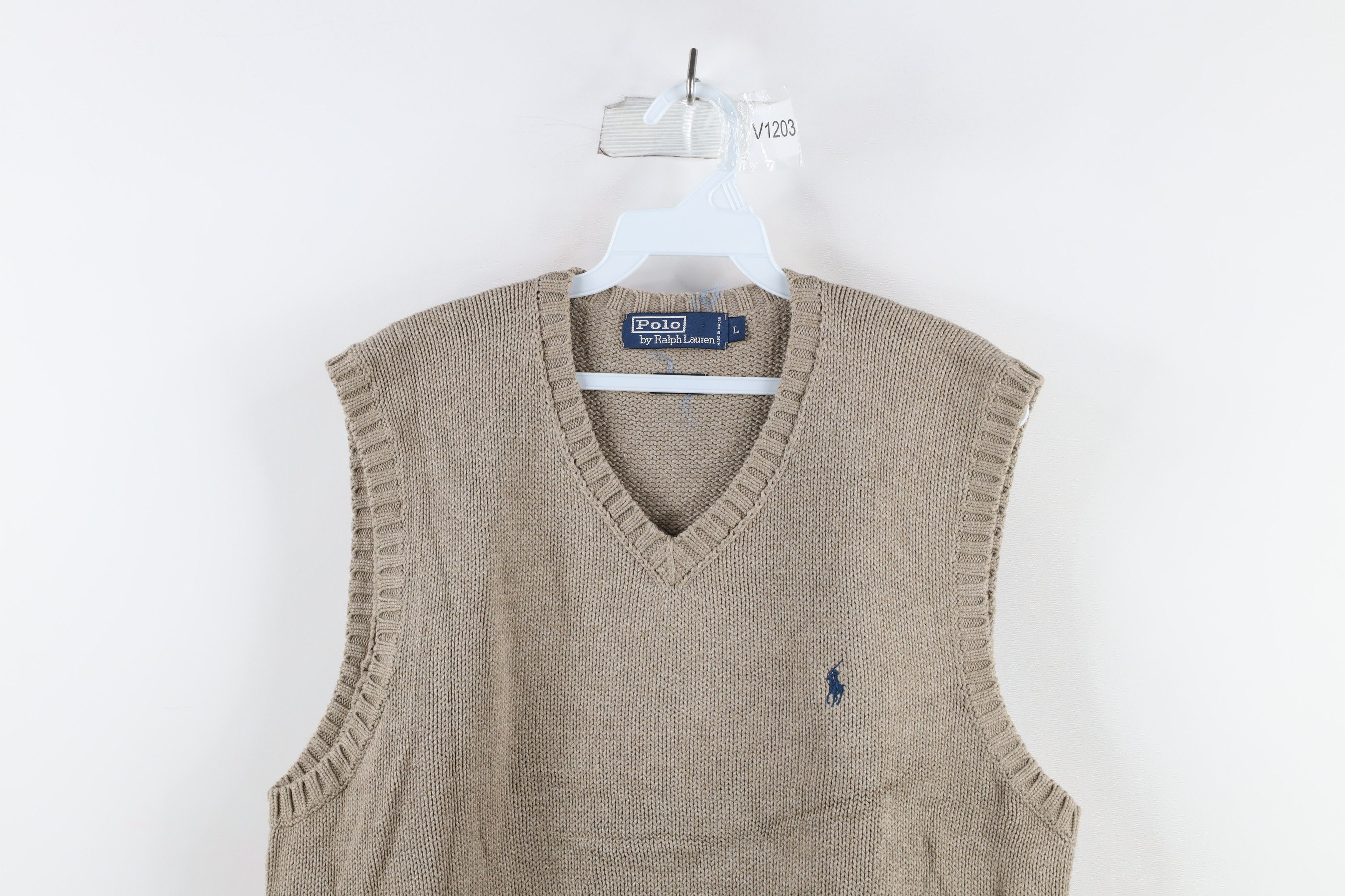 Polo Ralph Lauren Vintage 90s Ralph Lauren Knit V-Neck Sweater Vest Beige Size US L / EU 52-54 / 3 - 2 Thumbnail