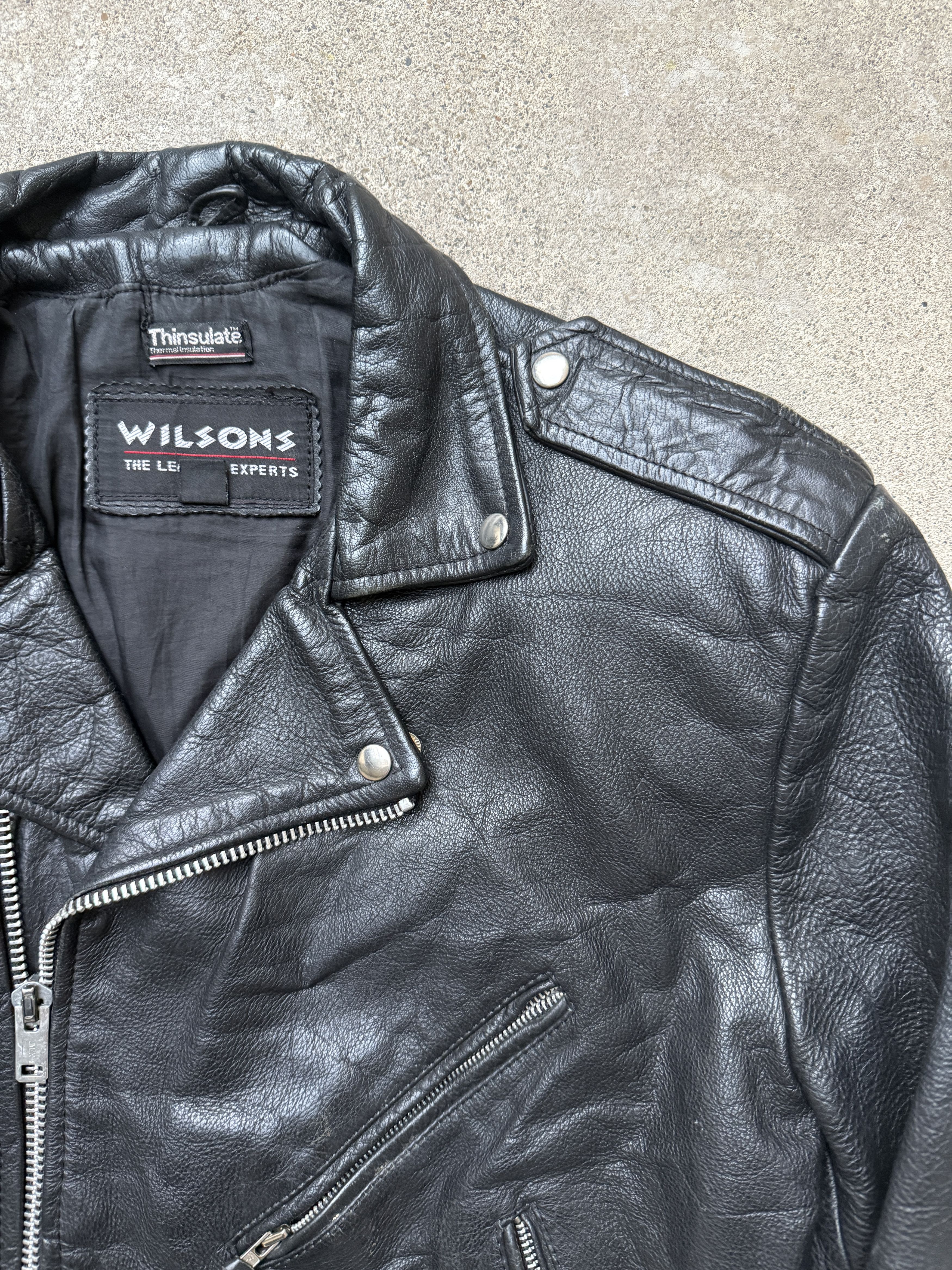 Vintage Wilson’s Leather Jacket vintage black biker rider XXL Size US XXL / EU 58 / 5 - 2 Thumbnail