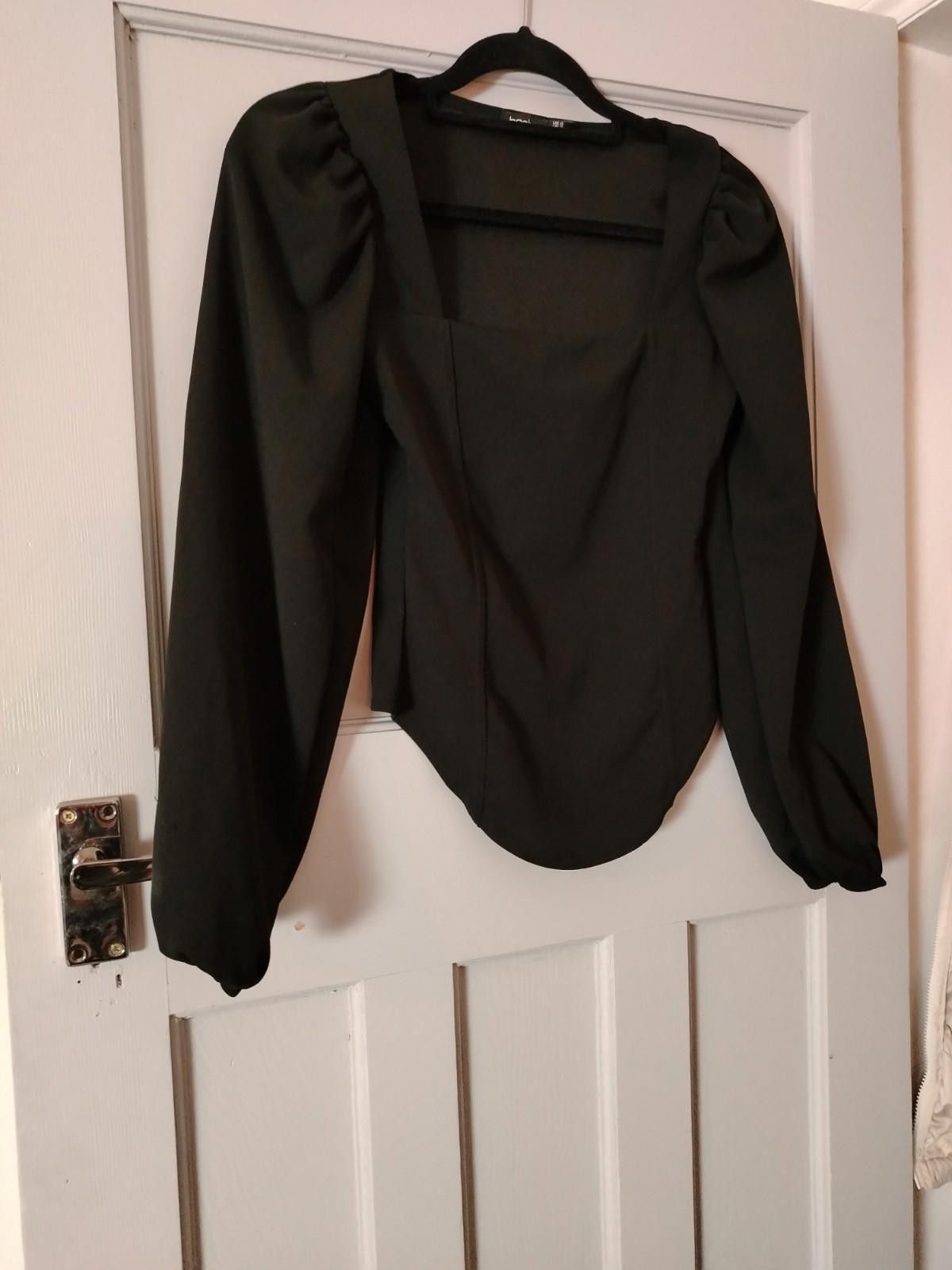 Boohoo Boohoo black square neck corset style long sleeve top uk6 Size XS / US 0-2 / IT 36-38 - 4 Thumbnail