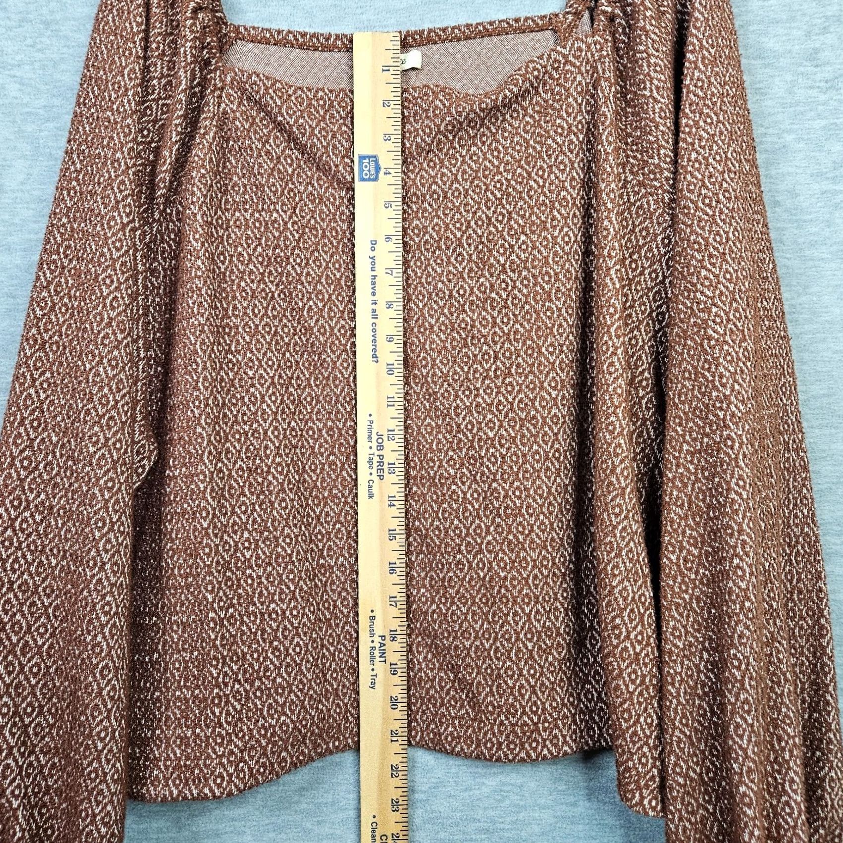 Madewell Madewell Plus 3X Cropped Puff-Sleeve Jacquard Cotton Blend Blouse Womens Shirt Color Multicolor Split A-Frame Square Neck Pullover Casual 90s? Size XXL / US 16-18 / IT 52-54 - 4 Thumbnail