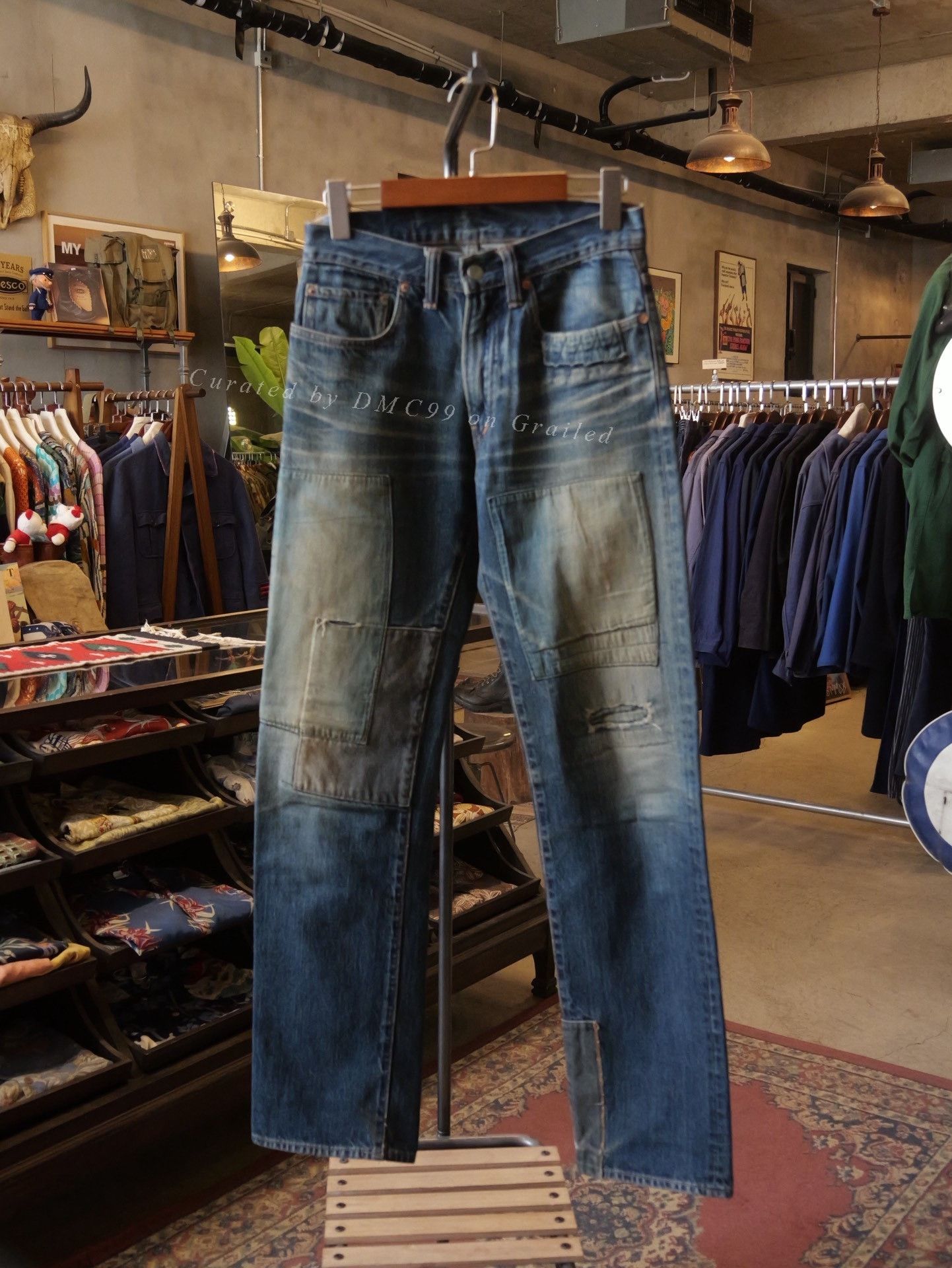 Blue Blue Japan Blue Blue Japan Distressed Patchwork Straight Jeans Size US 29 - 1 Thumbnail