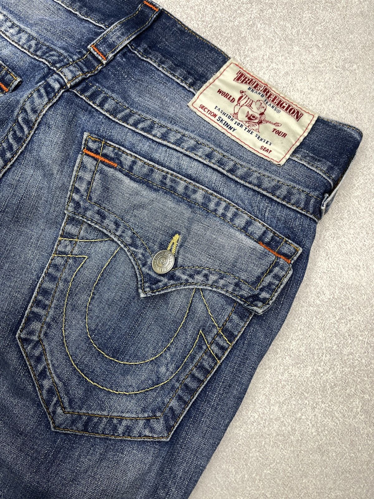 True Religion Mens True Religion Flap OM Denim Jeans With Holes Size 33 Size US 33 - 4 Thumbnail