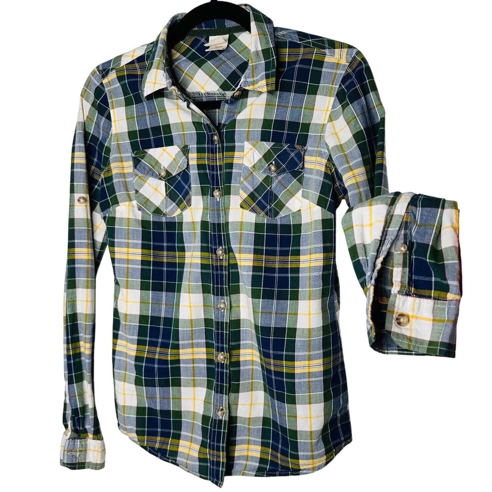 Mossimo Mossimo Supply Green Blue Plaid Button Long Sleeve Shirt SM Size S / US 4 / IT 40 - 1 Thumbnail