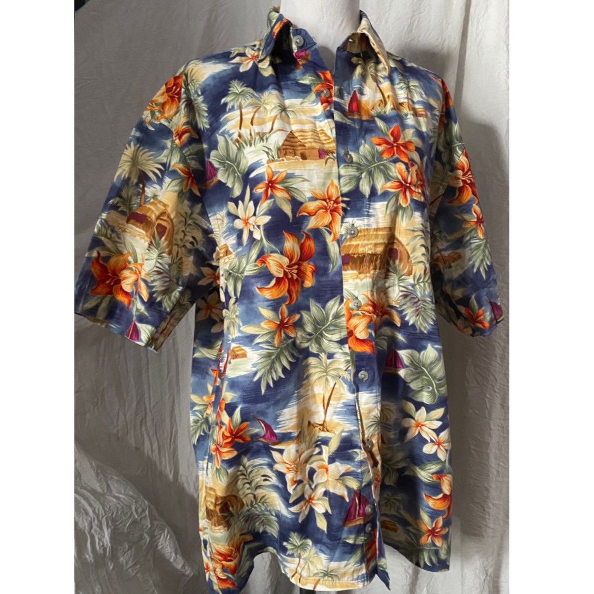 Pierre Cardin Pierre Cardin, Hawaiian Print, Cotton Short Sleeve Button Up Size US M / EU 48-50 / 2 - 6 Thumbnail