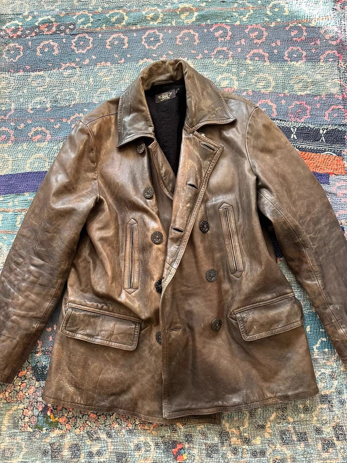RRL Ralph Lauren RRL Distressed Color Wash Leather Coat L (XL Fit) Corduroy Size US L / EU 52-54 / 3 - 1 Thumbnail