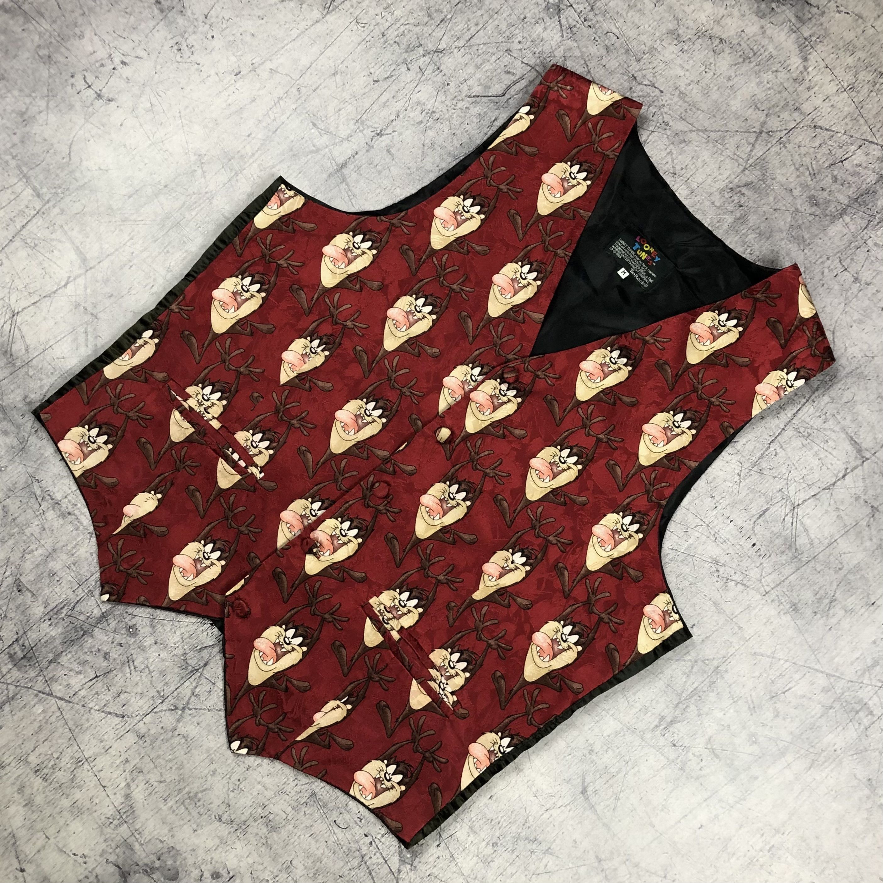 Cartoon Network 1995 Taz Tasmania Devil Looney Tunes Silk Vest Size US M / EU 48-50 / 2 - 2 Thumbnail