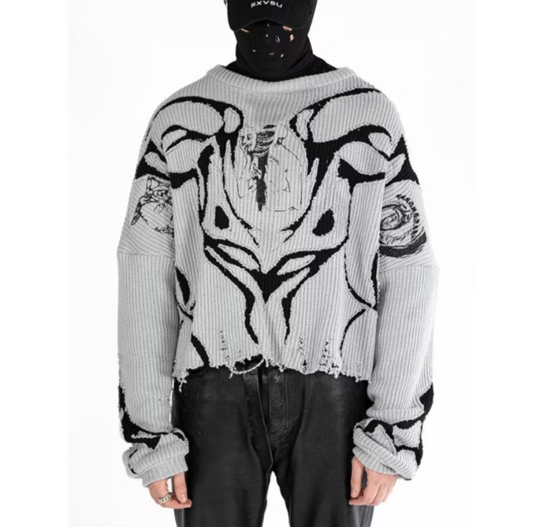 Japanese Brand × PPFM Distressed grey colour abstract sweater Size US XL / EU 56 / 4 - 1 Thumbnail