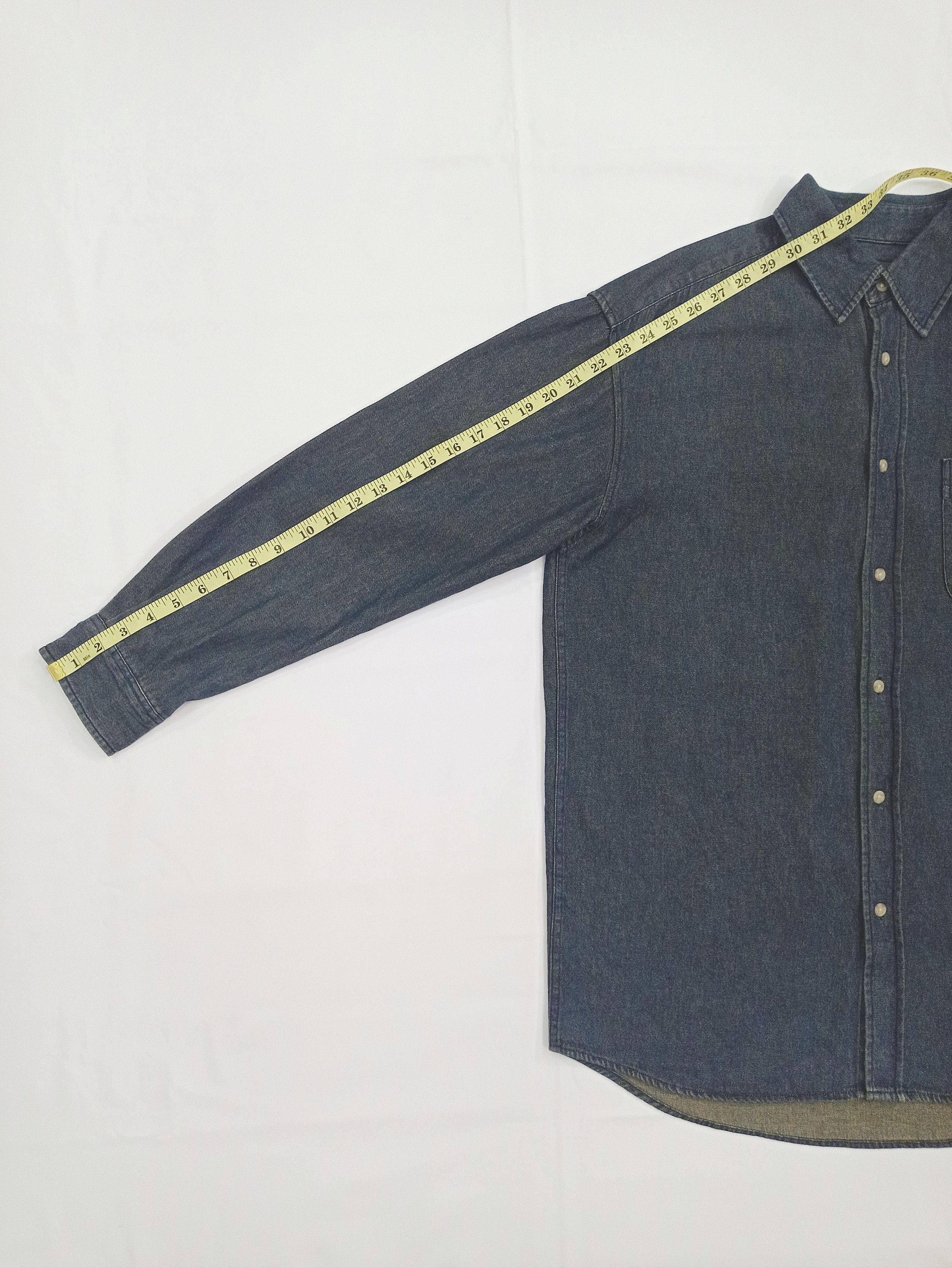 Denim Shirt Size L - 100% Cotton, Dark Blue, 9.5/10