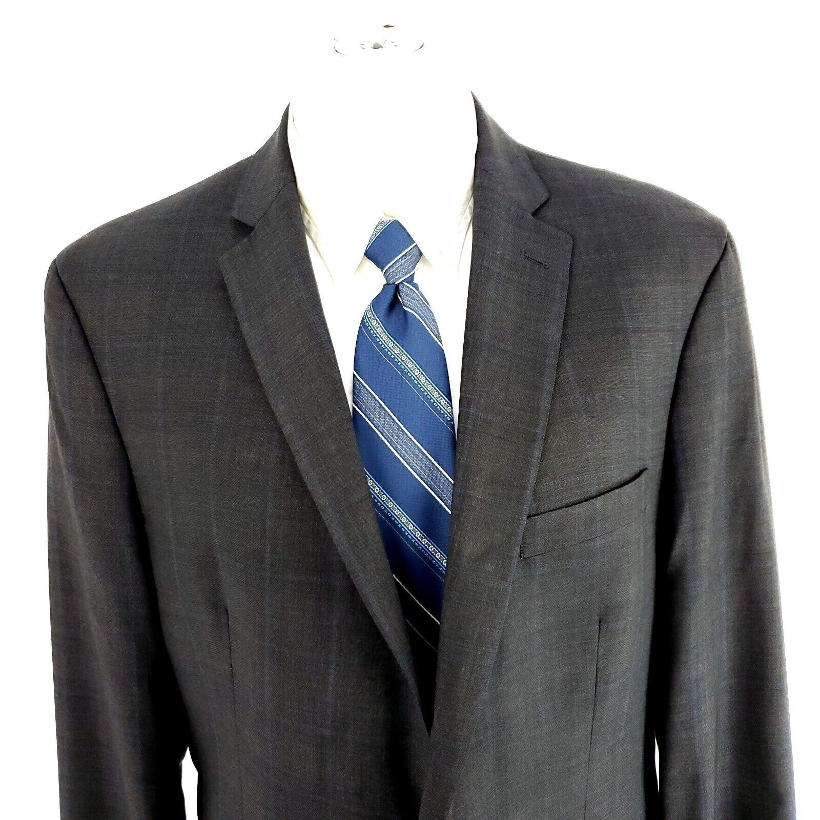 Calvin Klein Calvin Klein Wool 2 Button Blazer 44L Gray Sharkskin Size 44L - 1 Thumbnail