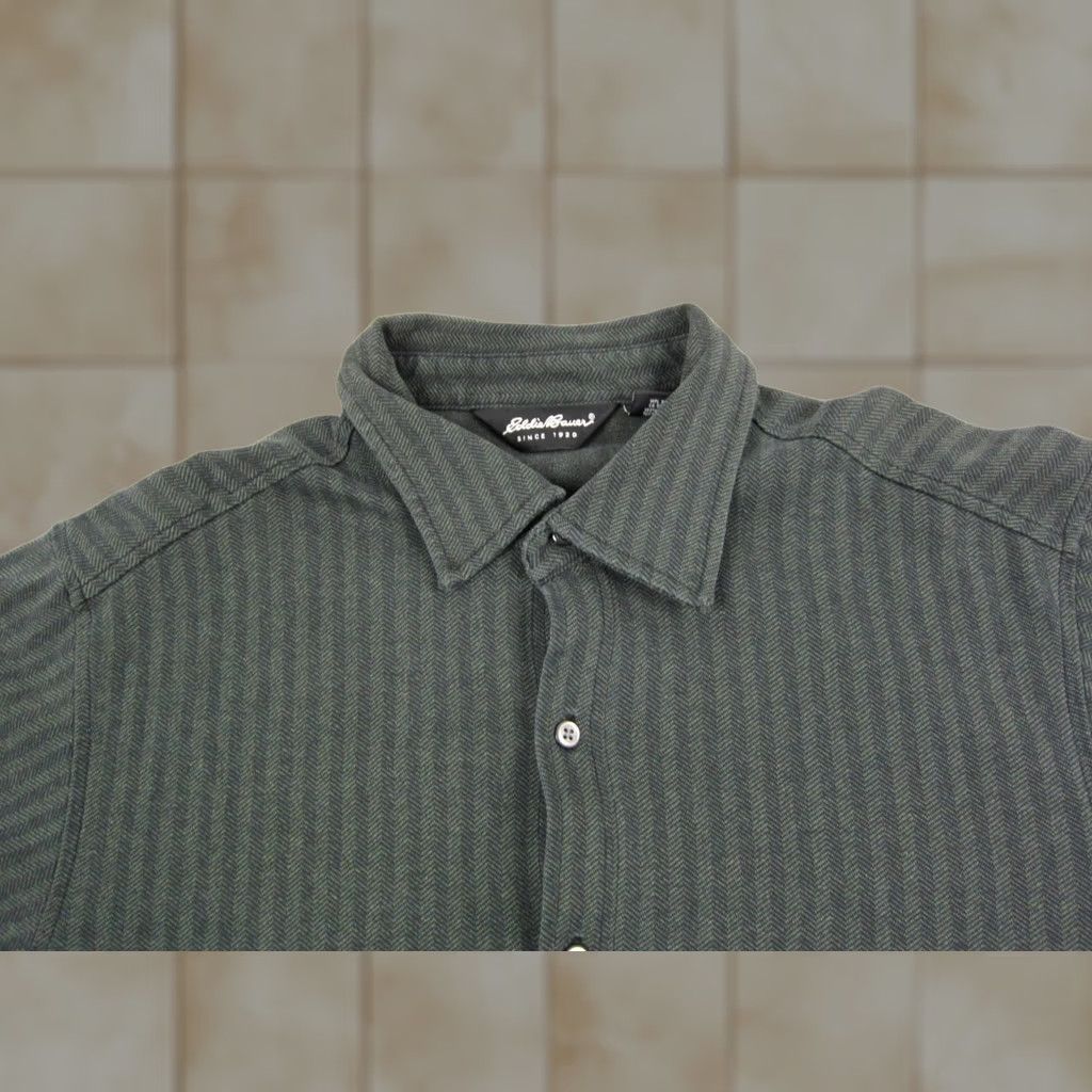 Eddie Bauer VINTAGE Eddie Bauer Shirt Mens Large Green Chevron Houndstooth Cotton Casual 90s Size US L / EU 52-54 / 3 - 1 Thumbnail