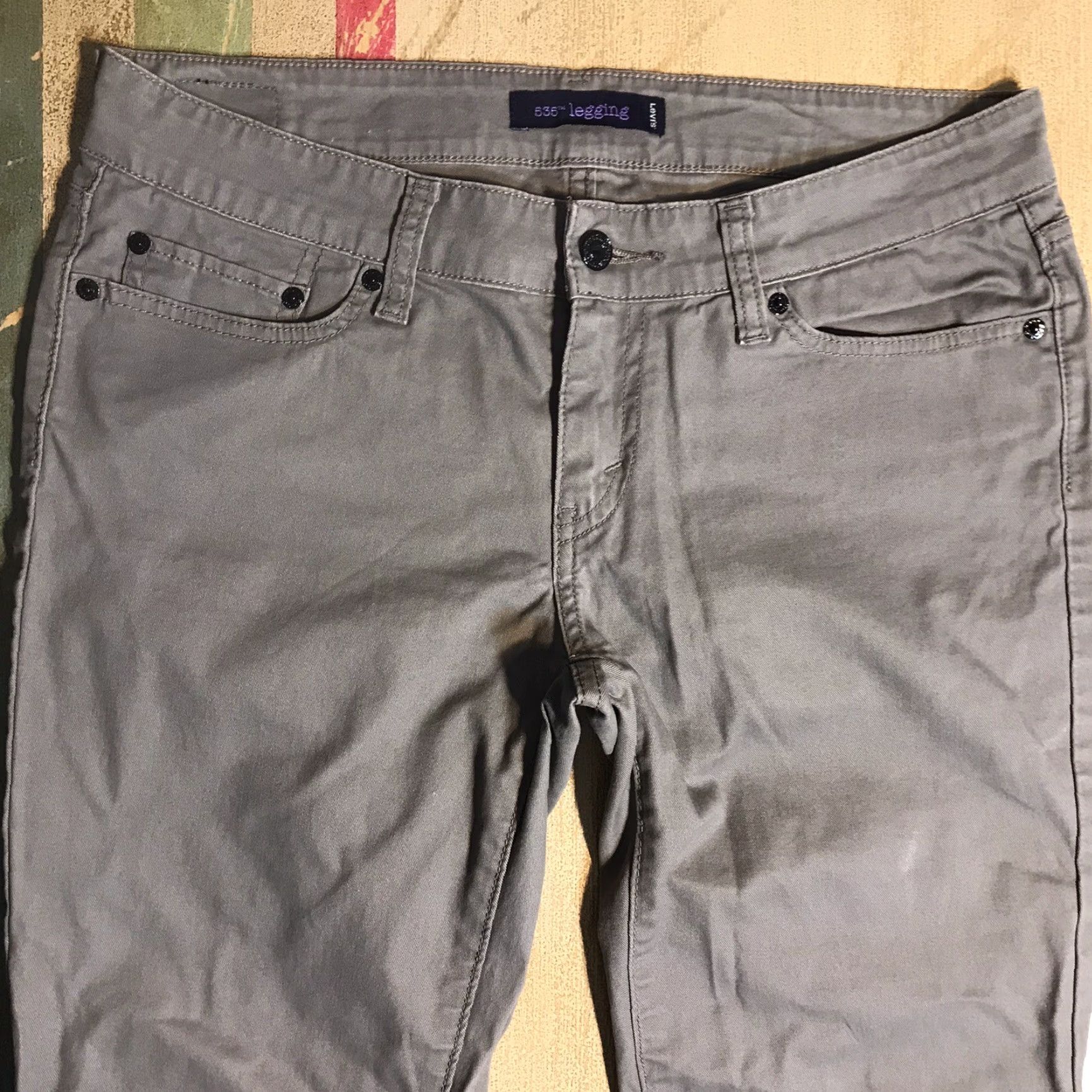 Levi's VINTAGE Levi's 535 Jegging Jeans Gray Denim 5-Pocket Stretch Logo Womens 29 Inseam 27.5 Adult Regular Cowgirl Western 80s 90s Size 29" - 4 Thumbnail