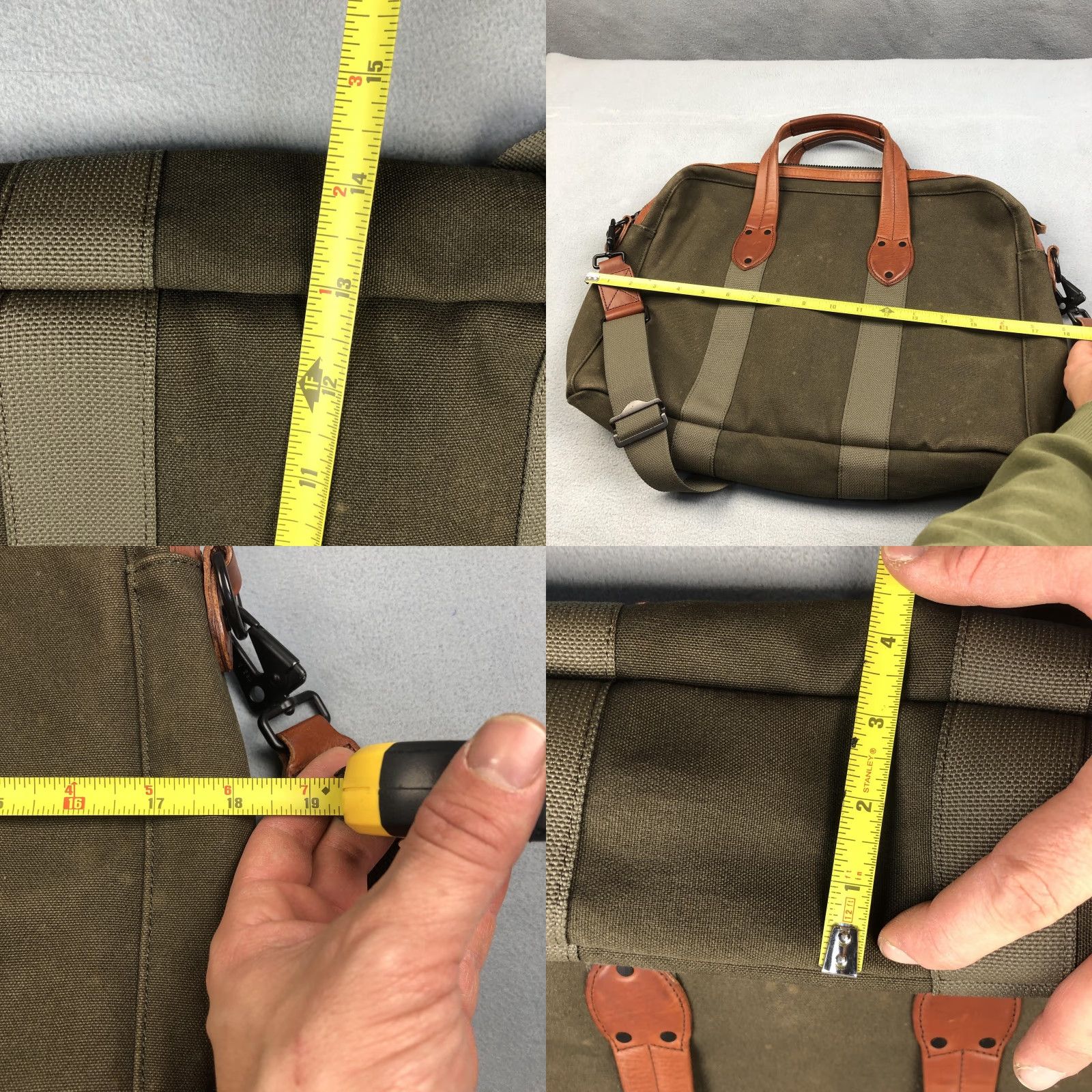 Rag & Bone Rag & Bone Bag Mens Green Derby Canvas Leather Messenger Satchel Crossbody Bag Size ONE SIZE - 8 Thumbnail