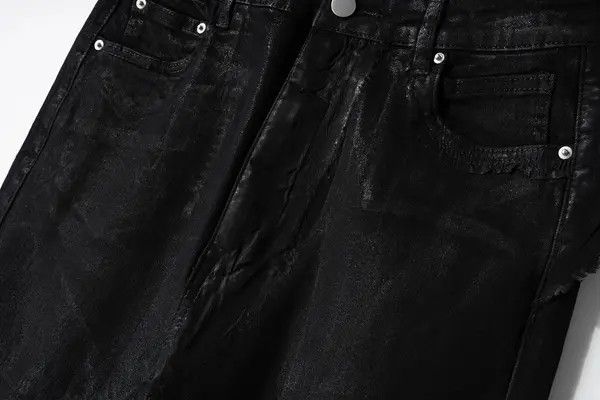 VIBE Streetwear Wax Leather Stretch Hombre Baggy Flare Pants Size US 33 - 7 Thumbnail