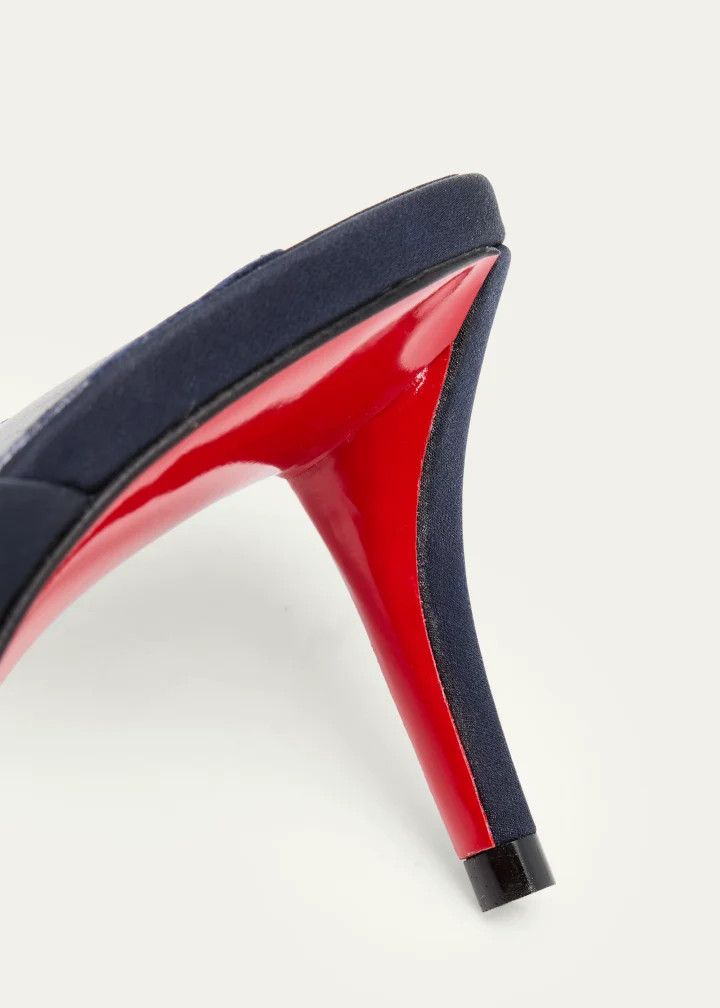 Christian Louboutin os11x0526 60mm Mulazee Taffeta Mules Pumps in Navy Size US 7 / IT 37 - 5 Thumbnail