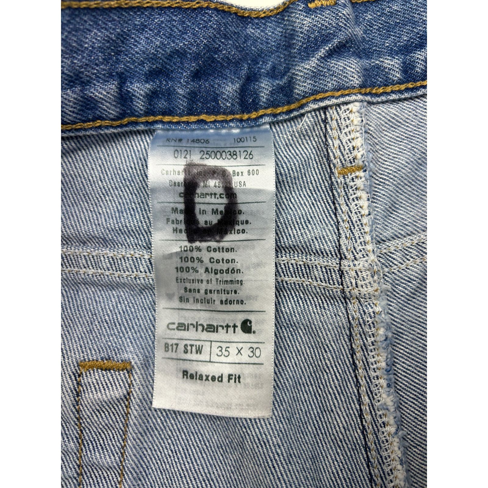 Carhartt Carhartt Denim Work Wear Relaxed Fit Stone Wash Pants Sz 35W Size US 35 - 3 Thumbnail